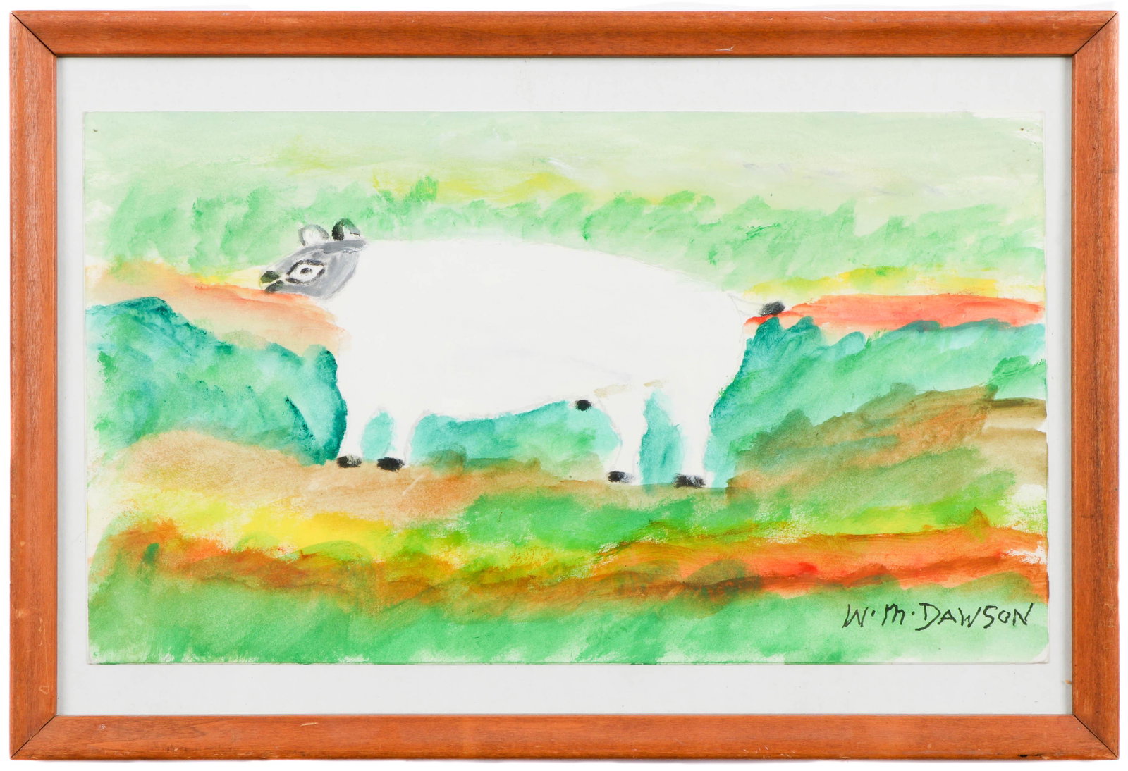 William Dawson (1901-1990) Painting on paper: William Dawson (American, 1901-1990) Mixed media painting on paper, signed. Framed. Size: 13'' x 18.5'', 33 x 47 cm (frame); 9.5'' x 16'', 24 x 41 cm (sheet).