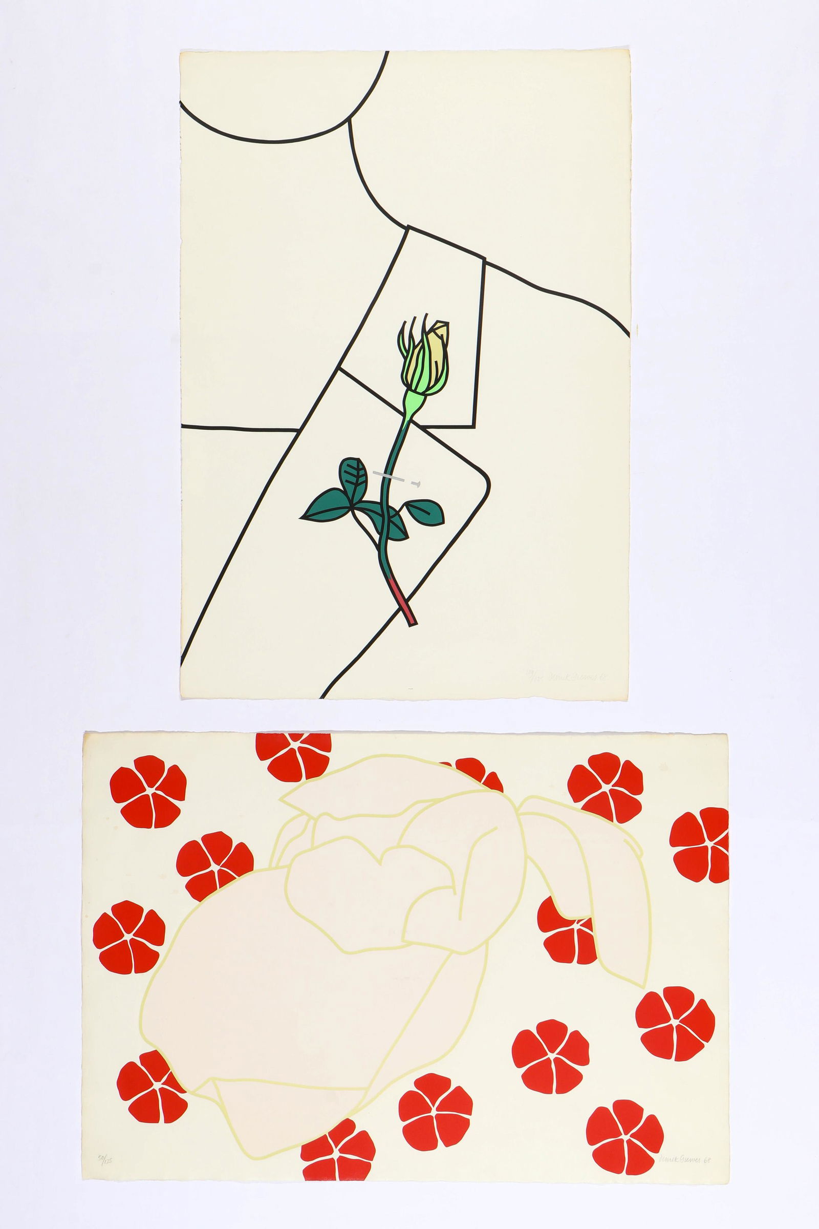 Derrick Greaves (British, 1927-2002) 2 Lithographs: Derrick Greaves (British, 1927-2002) 2 Lithographs. Untitled, signed and numbered: 50/125 and 109/125. Unframed. Size: 28'' x 41'', 71 x 104 cm (sheet). Ex. Collection of Rodger Lapelle, Philadelphia.