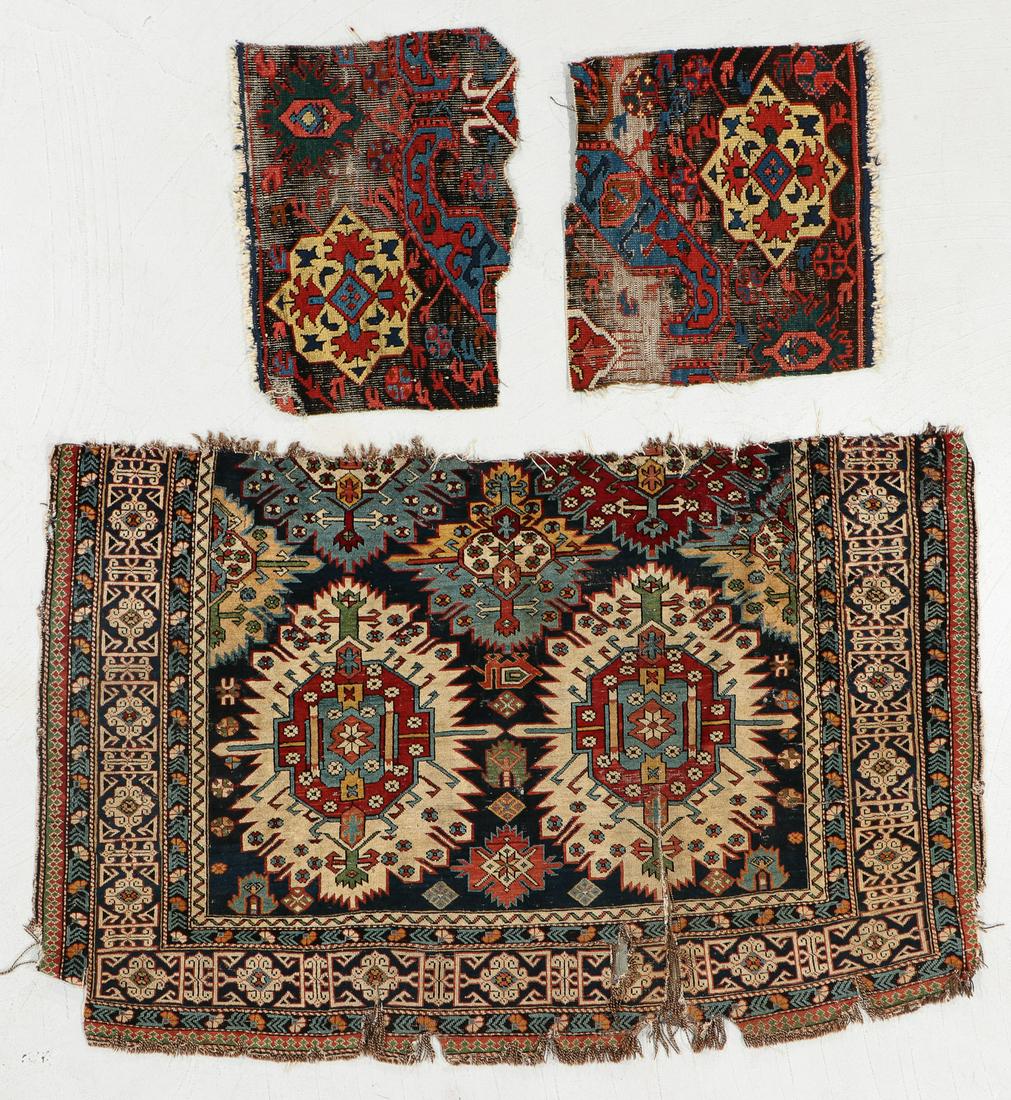 Three Antique Caucasian Rug Fragments (1 of 7)