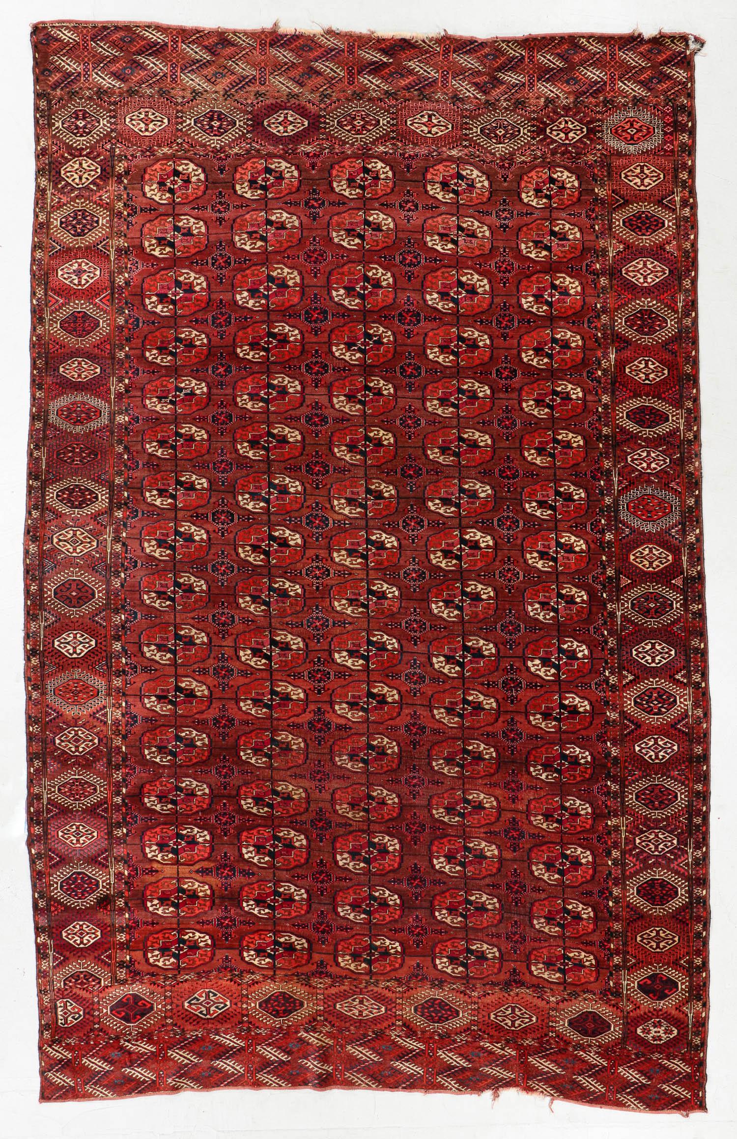 Tekke Main Rug, Turkmenistan, Circa 1890, 7'3'' x: Tekke Main Rug, Turkmenistan, Circa 1890, 7'3'' x 11'6'' (221 x 351 cm). Weight: 40 lbs. Material: wool pile, wool warp, wool weft. Philadelphia Main Line estate. Note: There Are No Hidden or Confiden