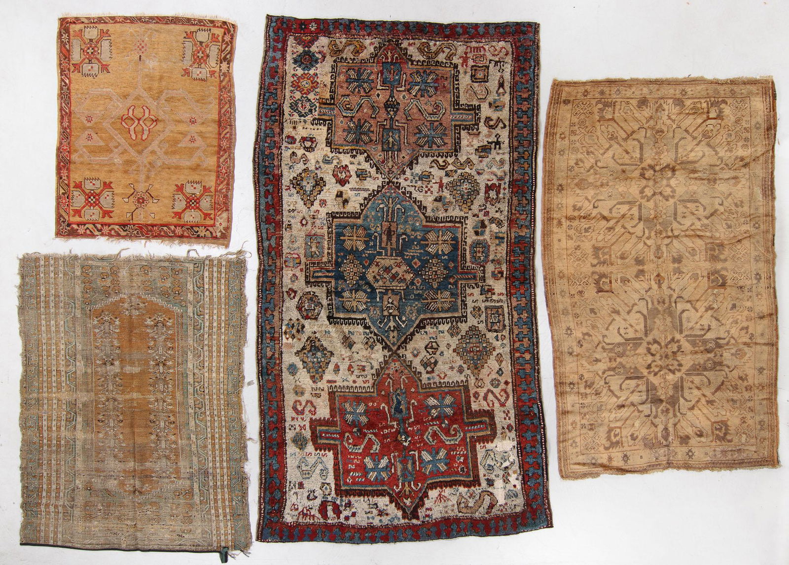 Four Antique "Shabby Chic" Rugs (1 of 10)