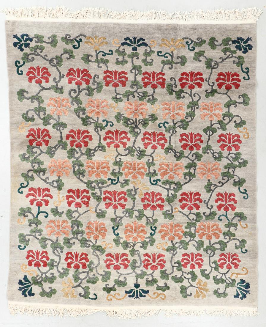 Vintage Inner Asia Tibetan Rug, Nepal, 8'3'' x 9'7'': Vintage Inner Asia Tibetan Rug, Nepal, 8'3'' x 9'7'' (251 x 292 cm). Weight: 61 lbs. Wool. Note: There Are No Hidden or Confidential Reserves in this Auction; All Acceptable Bidding Commences at the O