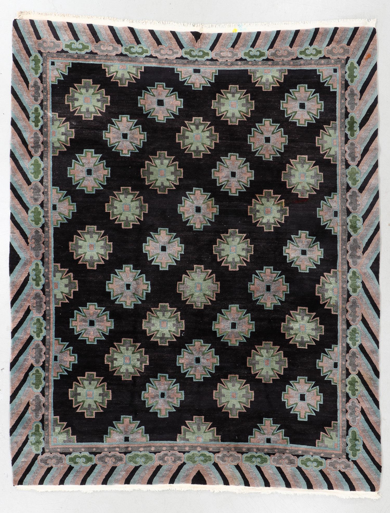 Vintage Inner Asia Tibetan Rug, Nepal, Nepal, 8'0'' x: Vintage Inner Asia Tibetan Rug, Nepal, Nepal, 8'0'' x 10'2'' (244 x 310 cm). Weight: 62 lbs. Wool. Note: There Are No Hidden or Confidential Reserves in this Auction; All Acceptable Bidding Commences 