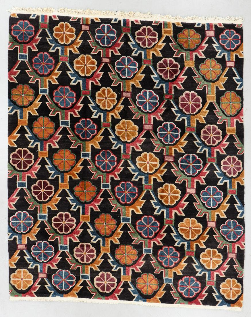 Vintage Inner Asia Tibetan Rug, Nepal, Nepal, 8'0'' x: Vintage Inner Asia Tibetan Rug, Nepal, Nepal, 8'0'' x 9'9'' (244 x 297 cm). Weight: 63 lbs. Wool. Note: There Are No Hidden or Confidential Reserves in this Auction; All Acceptable Bidding Commences a