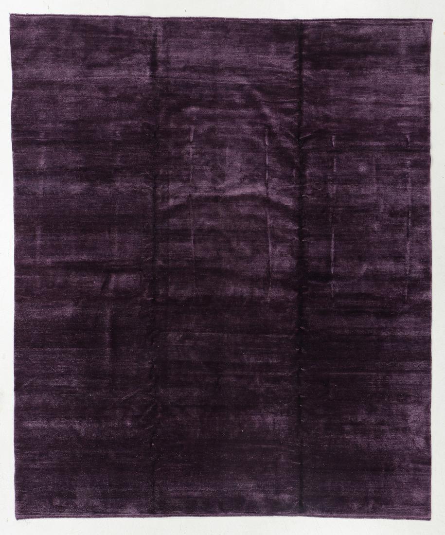 Modern Plain Silk and Wool Tweed 150 Knot Rug, Nepal, (1 of 5)