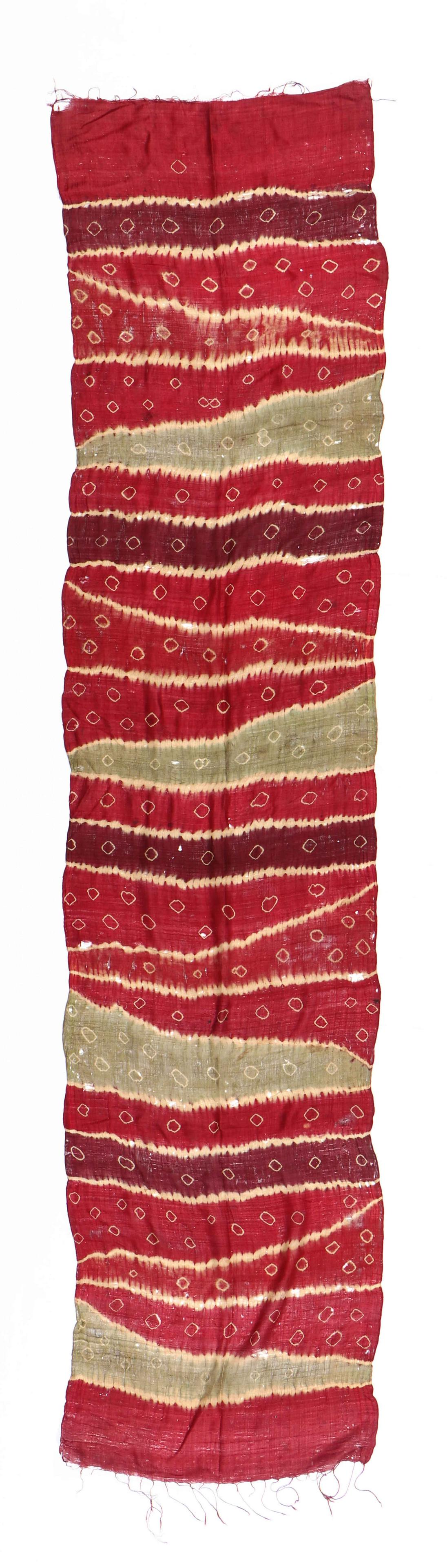 Antique Pelangi (rainbow) Shoulder Cloth, Bali,: Antique Pelangi (rainbow) shoulder cloth, Bali, Indonesia, silk, resist dyed. Size: 92.5'' x 21'' (235 x 53 cm).
