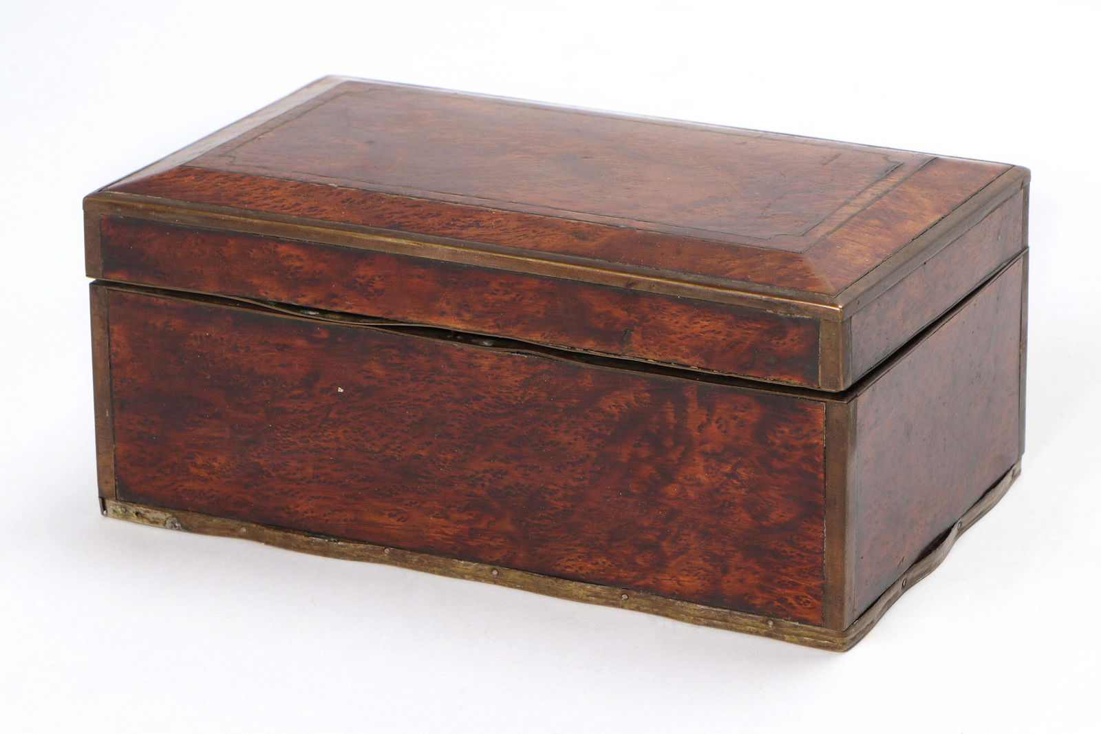 Cambodian Brass Inset Burlwood Box, circa 1900. (1 of 9)