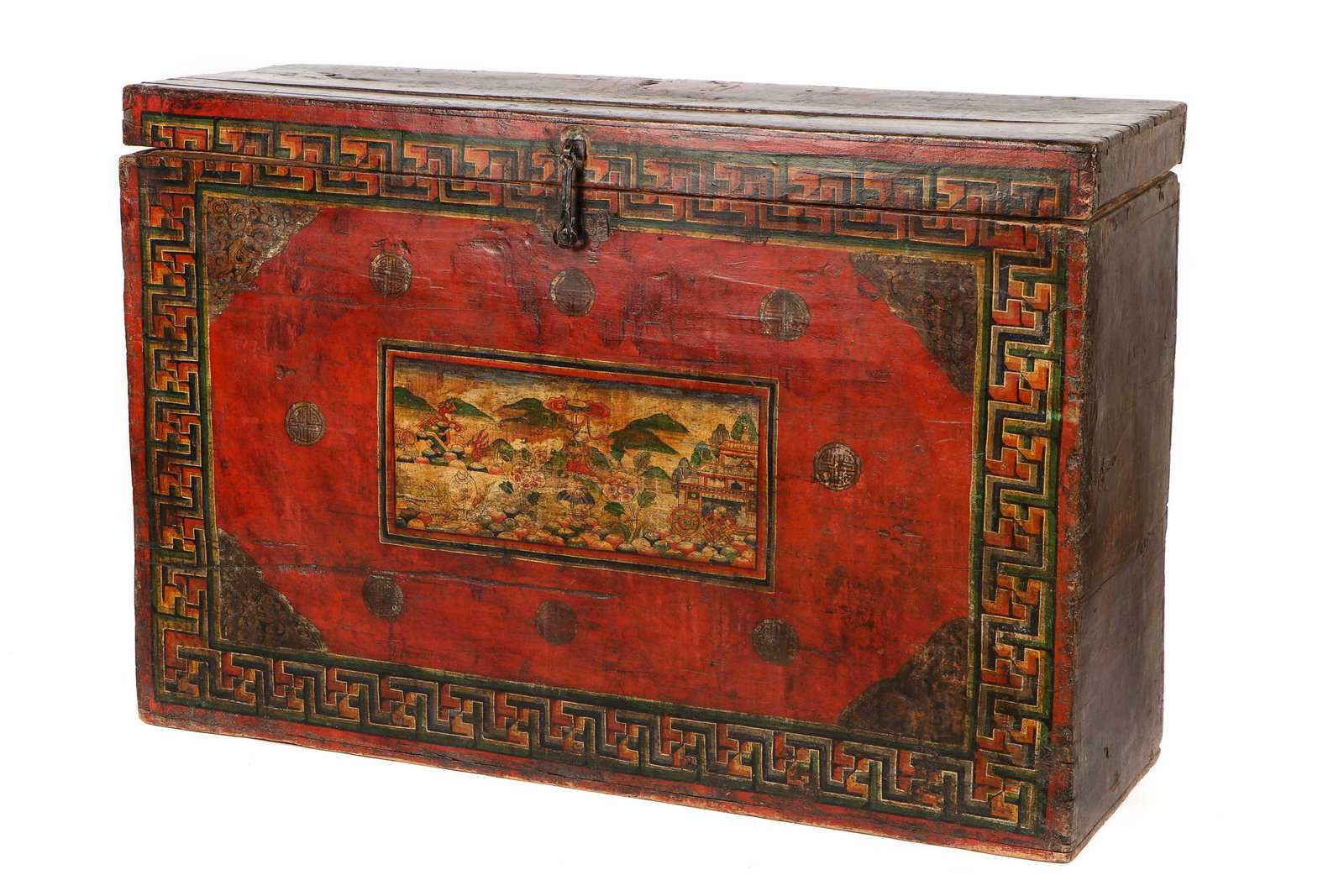 Antique Tall Tibetan Painted Chest (1 of 10)