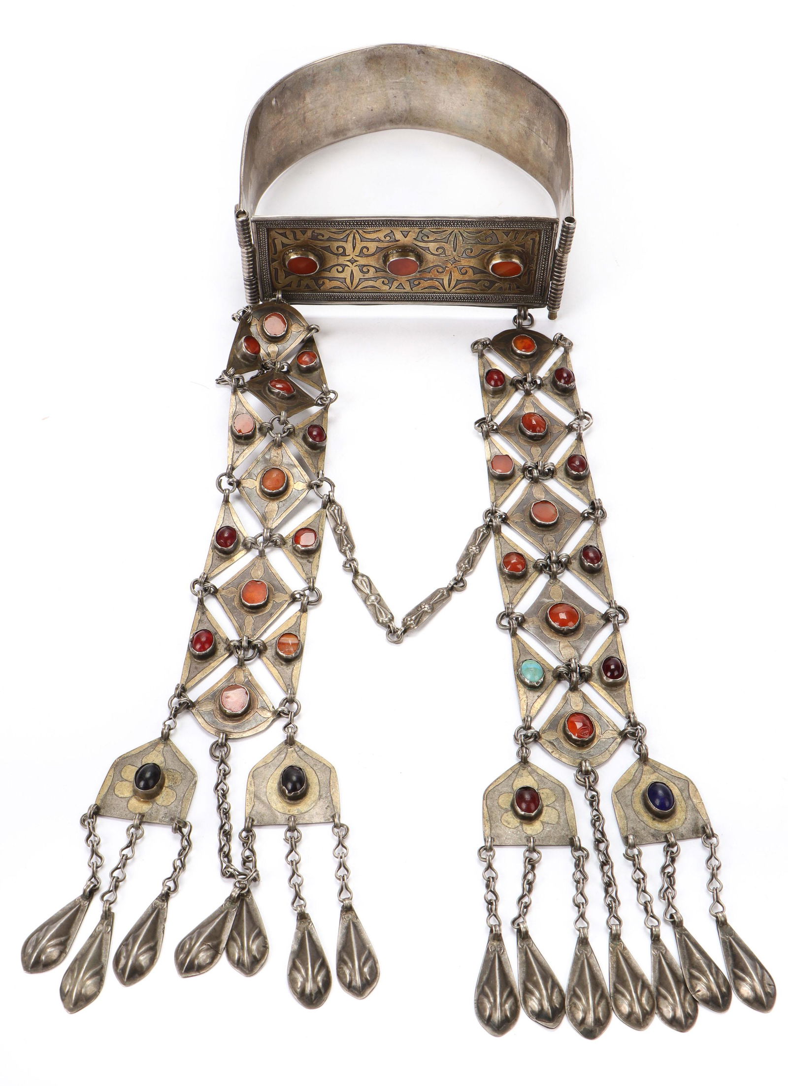 Antique Turkmen Silver Collar with Carnelians (1 of 6)
