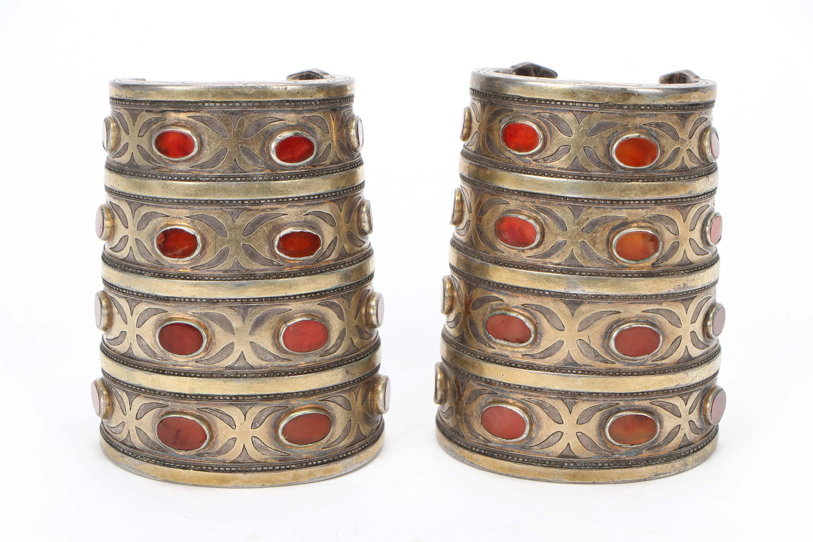 Two Turkmen Silver and Gilt Armbands (1 of 4)
