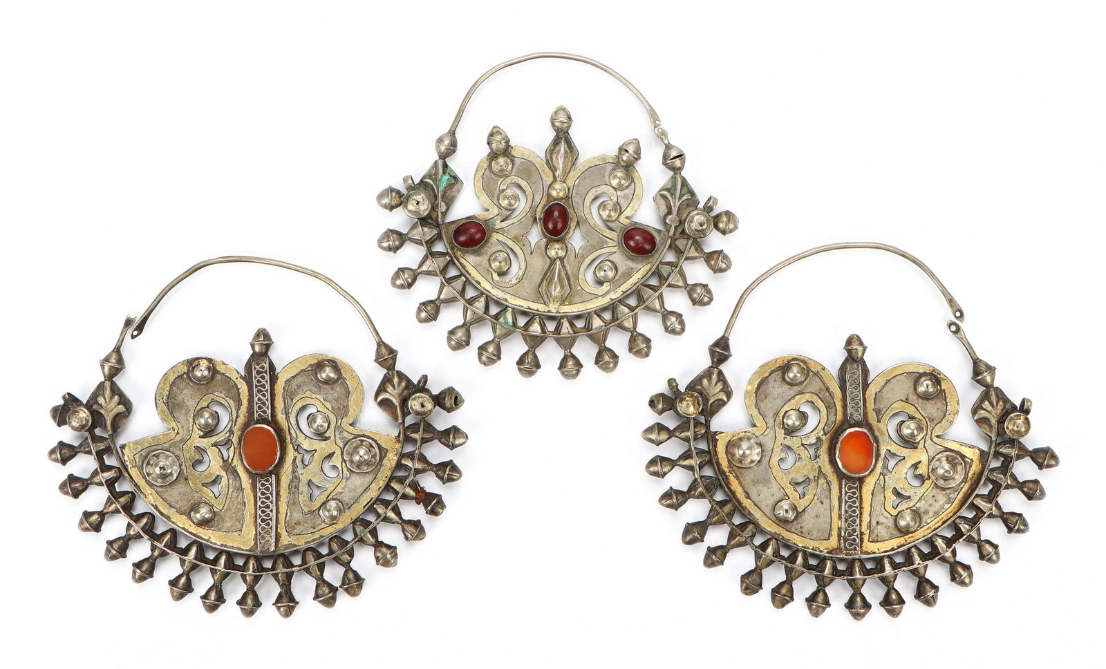 Three Turkmen Silver and Gilt Earrings (1 of 5)
