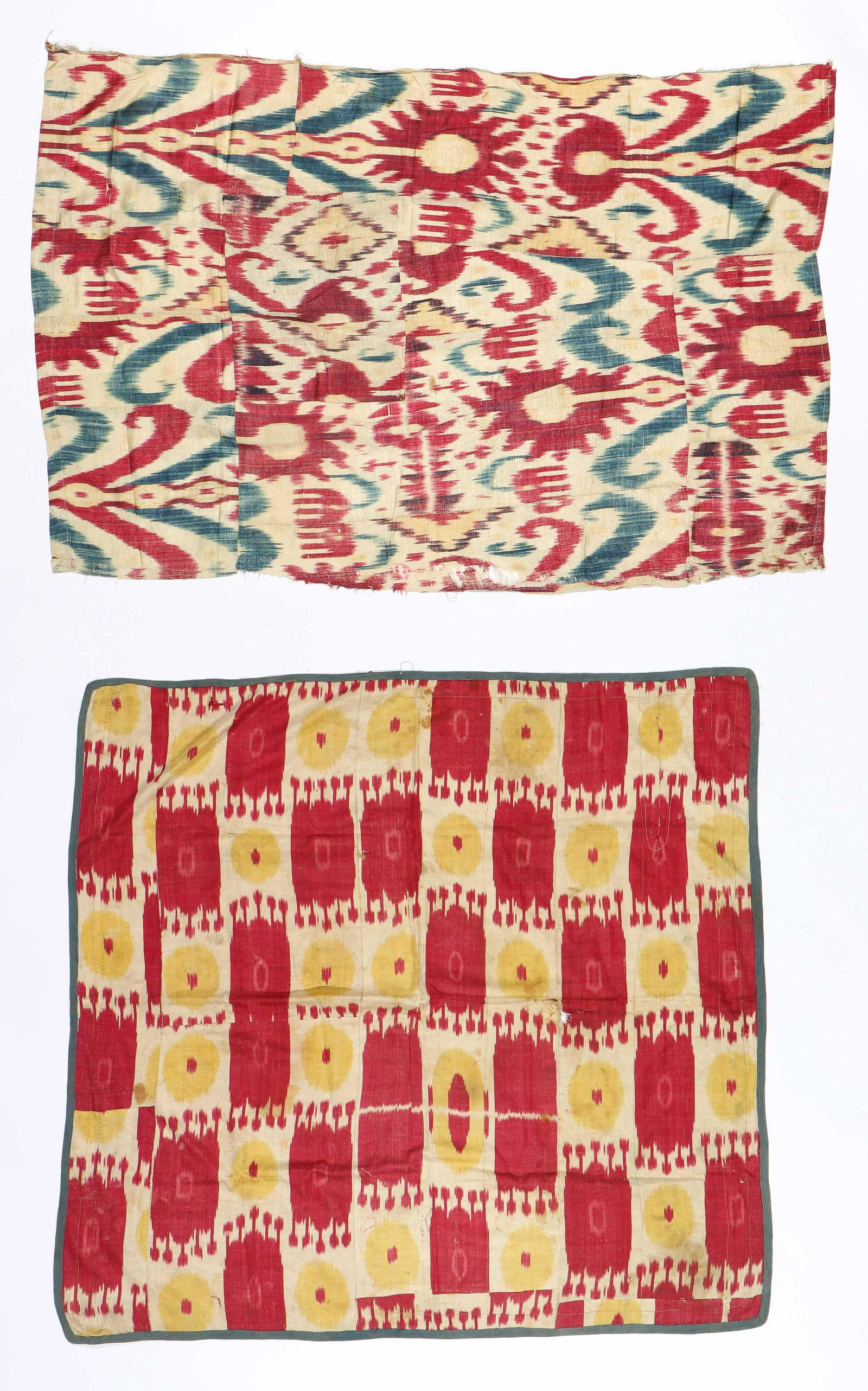 Two Large Antique Uzbek Ikat Silk Textiles (1 of 7)