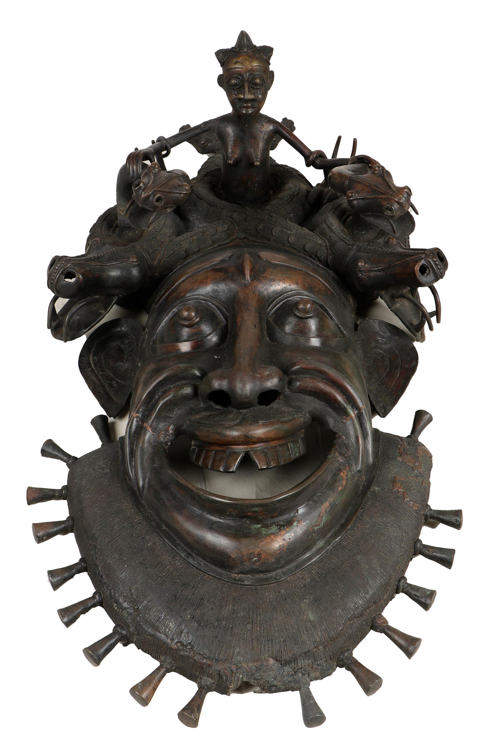 57" African Bamun Secret Society Bronze House Guardian, (1 of 6)