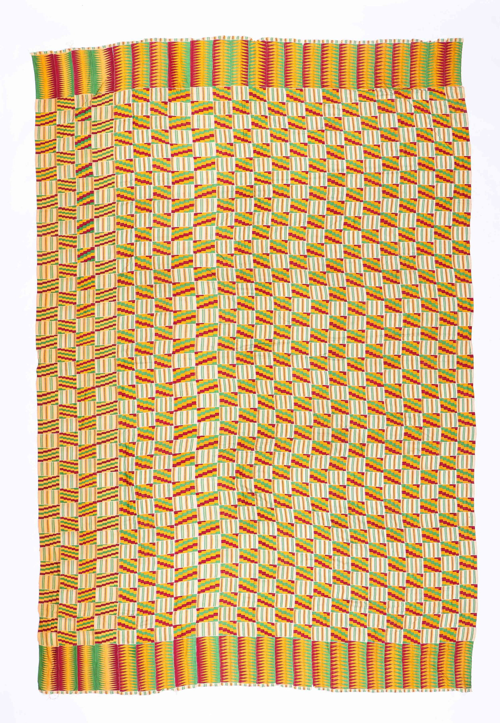 Fine Large African Ashanti Kente Cloth, Ghana, Mid 20th: African Ashanti Kente Cloth, Ghana, mid 20th c.Size: 126'' x 84'' (321 x 213 cm).