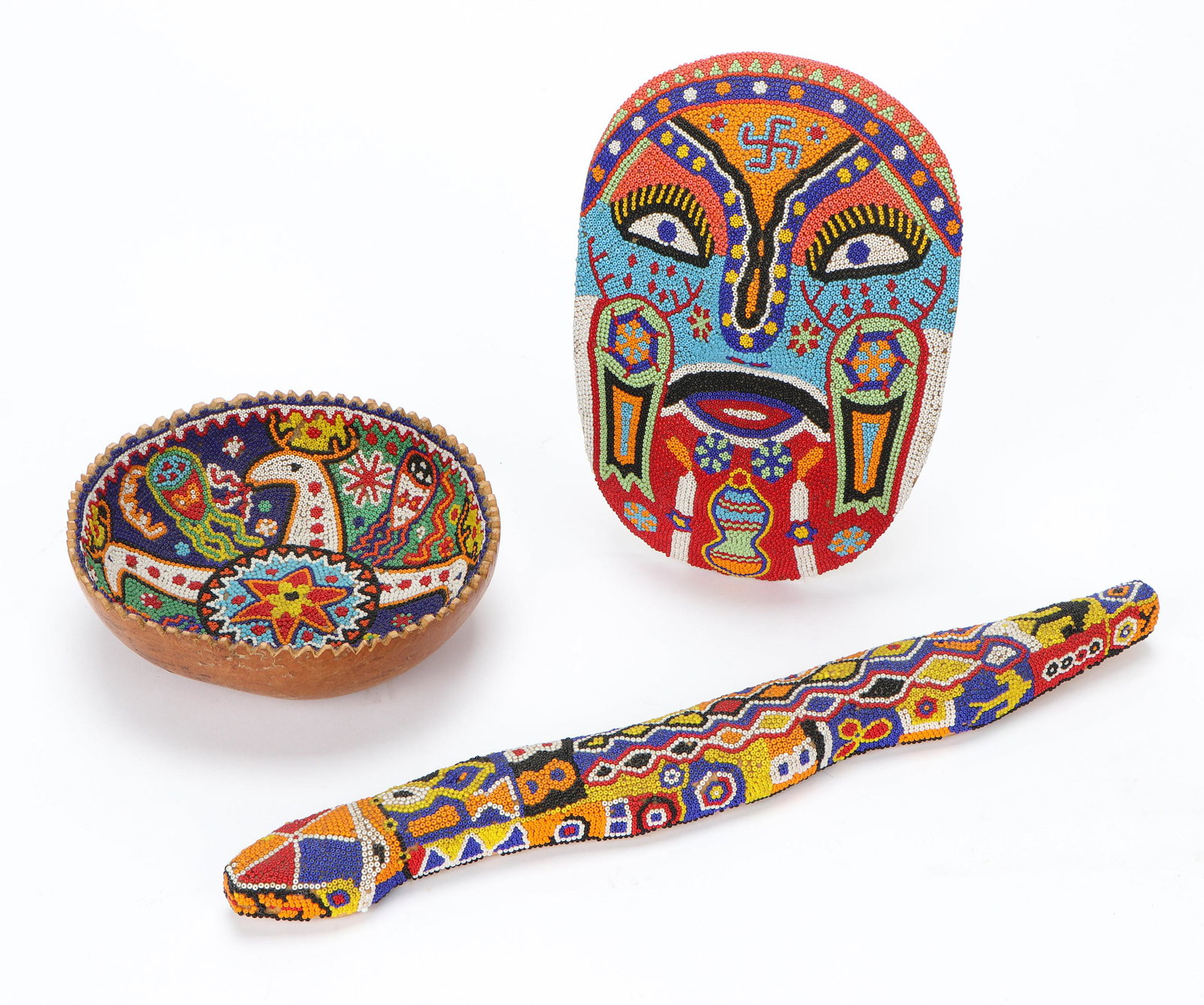 Three Vintage Huichol Beaded Objects (1 of 4)