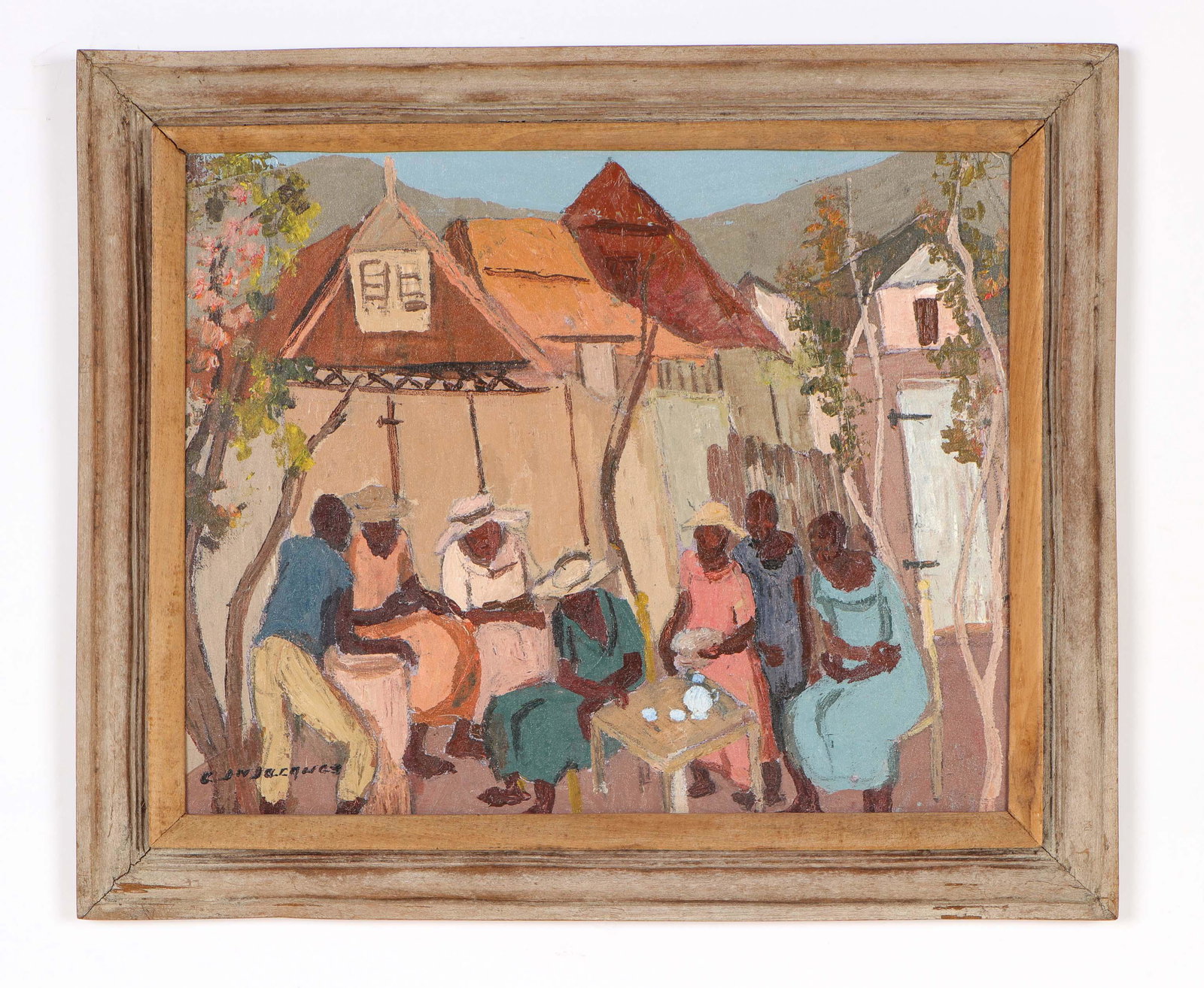 Carlo Jean-Jacques (1943-1990) Haitian Village Scene (1 of 3)