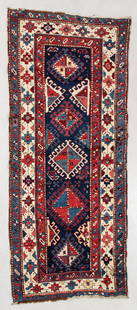 South Caucasian Rug, Circa 1880, 3'9'' x 8'6'': South Caucasian Rug, Circa 1880, 3'9'' x 8'6'' (114 x 259 cm). Weight: 14 lbs. Material: wool pile, wool warp, wool weft.