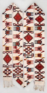 Complete Uzbek Tent Band, Late 19th C., L: 43'2": Complete Uzbek Tent Band, Late 19th C. Mixed weave, wool pile on a handspun cotton ground. 1'1" x 43'2". 13 lbs.
