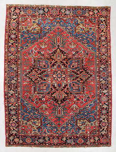 Heriz Rug, Persia, Circa 1900, 7'8'' x 10'4'': Heriz Rug, Persia, Circa 1900, 7'8'' x 10'4'' (234 x 315 cm). Weight: 45 lbs. Material: wool pile, cotton warp, cotton weft.