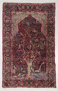 Yazd Prayer Rug, Persia, Late 19th C., 4'9'' x 7'6'': Yazd Prayer Rug, Persia, Late 19th C., 4'9'' x 7'6'' (145 x 229 cm). Weight: 16 lbs. Material: wool pile, cotton warp, cotton weft.
