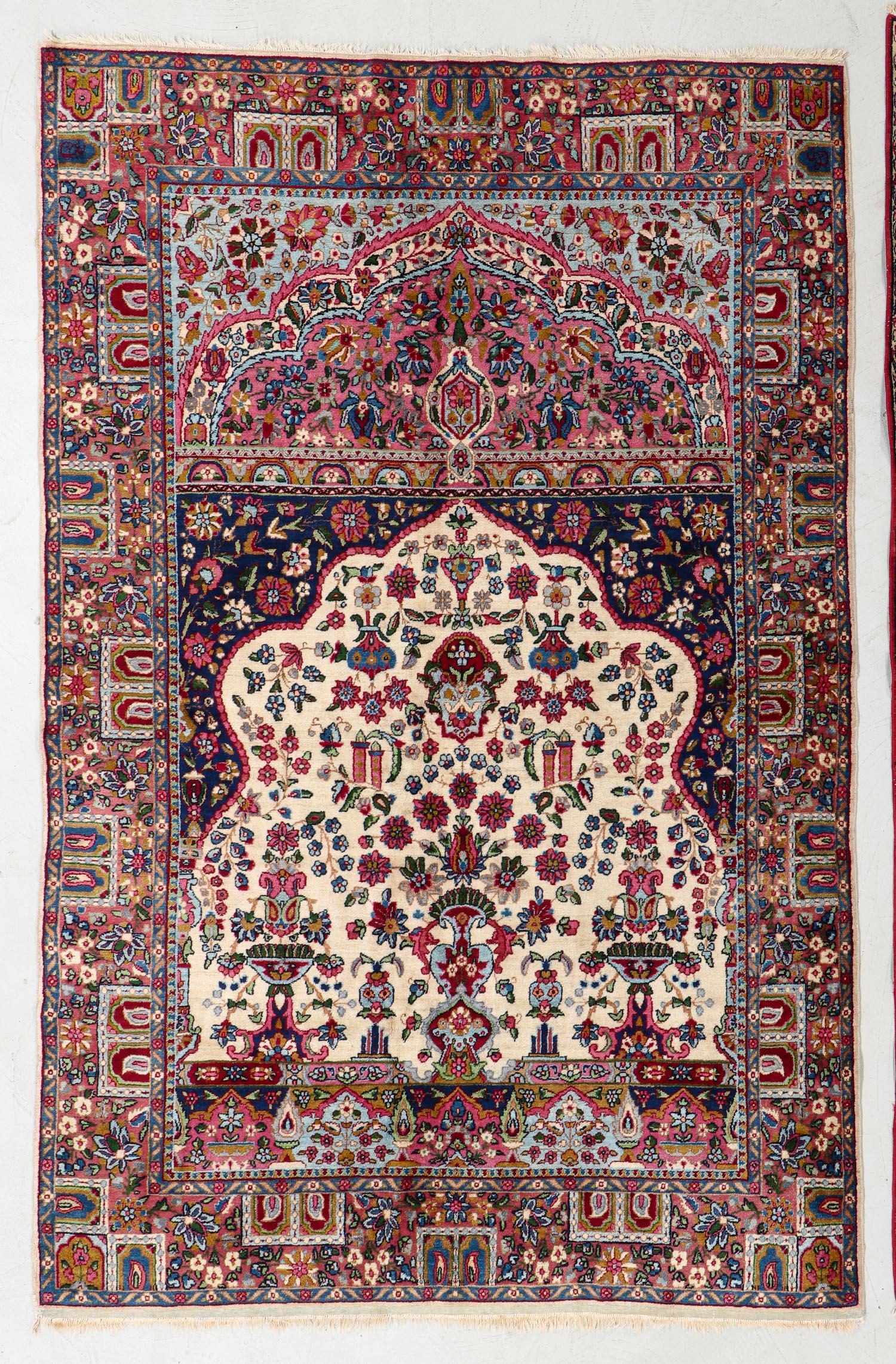 Kerman Prayer Rug, Persia, Early 20th C., 4'9'' x 7'7'' (1 of 4)