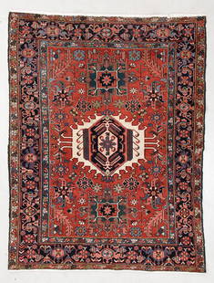 Karadja Rug, Persia, Circa 1900, 4'9'' x 6'3'': Karadja Rug, Persia, Circa 1900, 4'9'' x 6'3'' (145 x 191 cm). Weight: 12 lbs. Material: wool pile, cotton warp, cotton weft.
