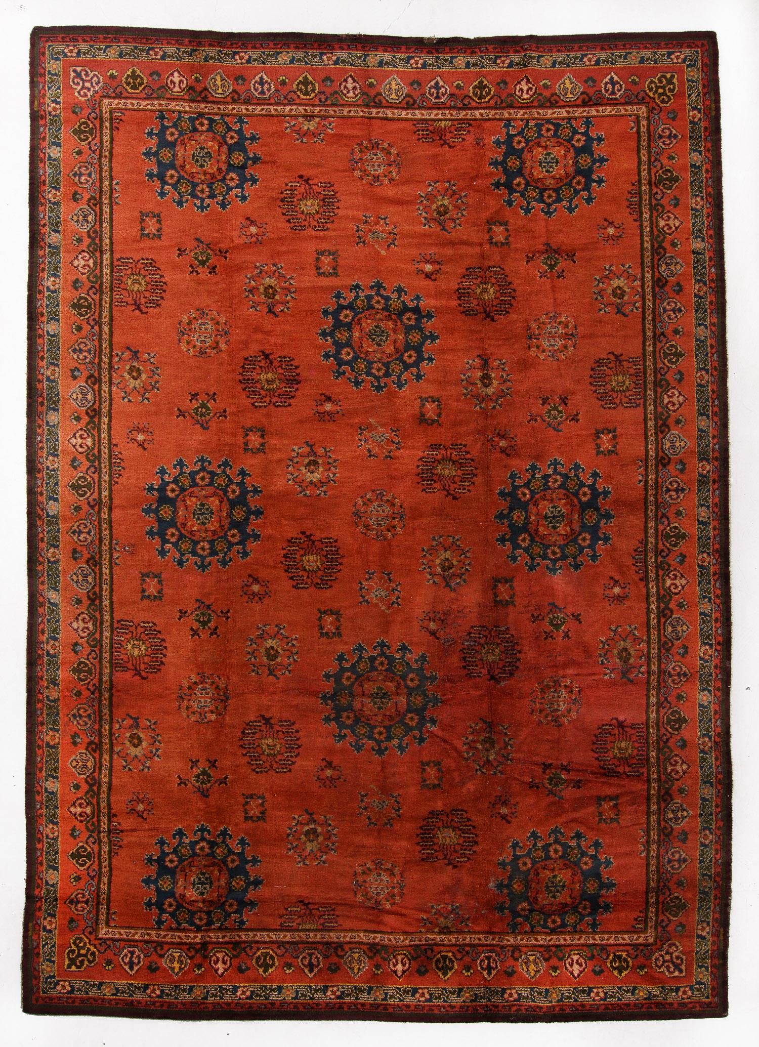 Old Oushak Style Mechanical Loom Rug, 11'6'' x 16'2' (1 of 4)
