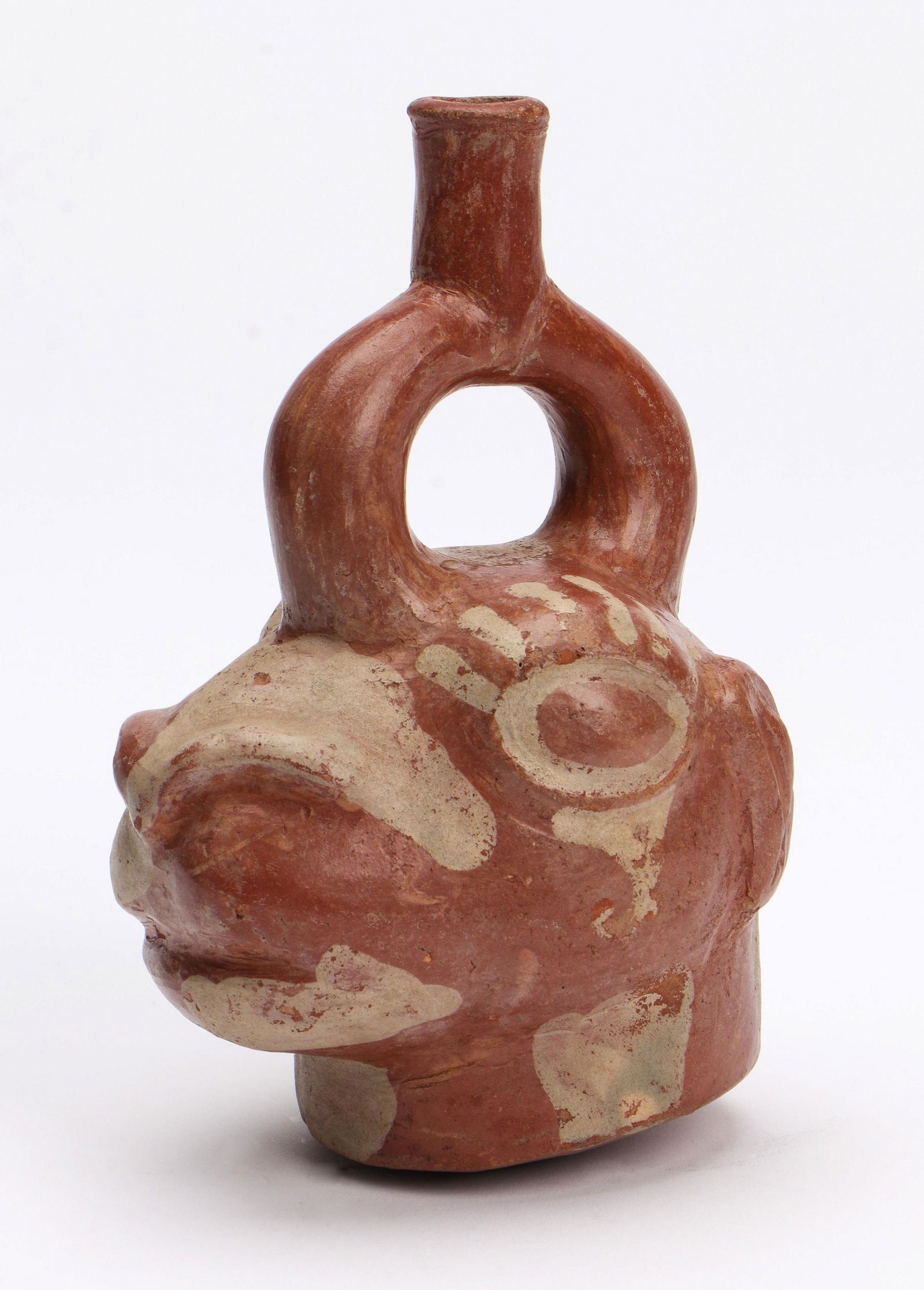 Pre-Columbian Inca Llama Head Stirrup Jar, Peru, (1 of 4)
