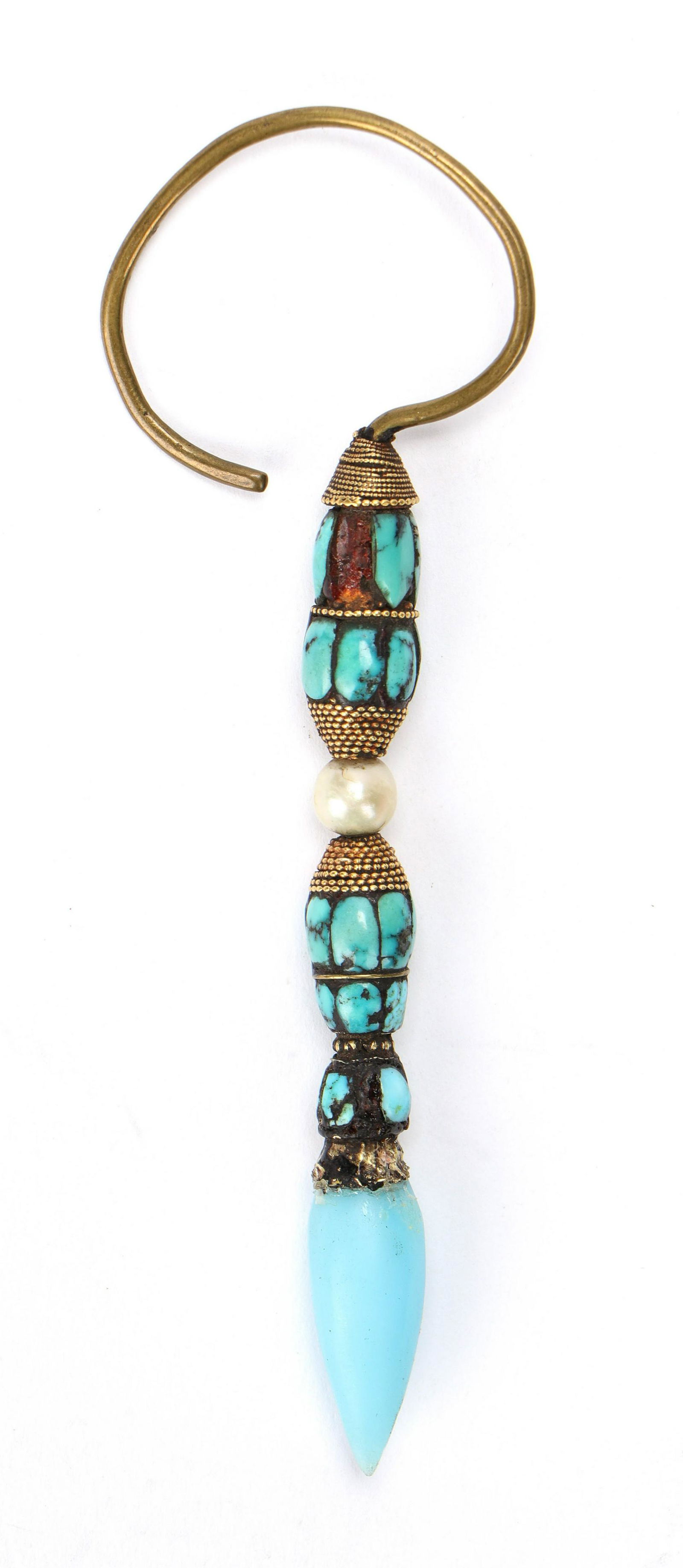 Antique Tibetan Nobleman's Earring with Brass Case (1 of 7)