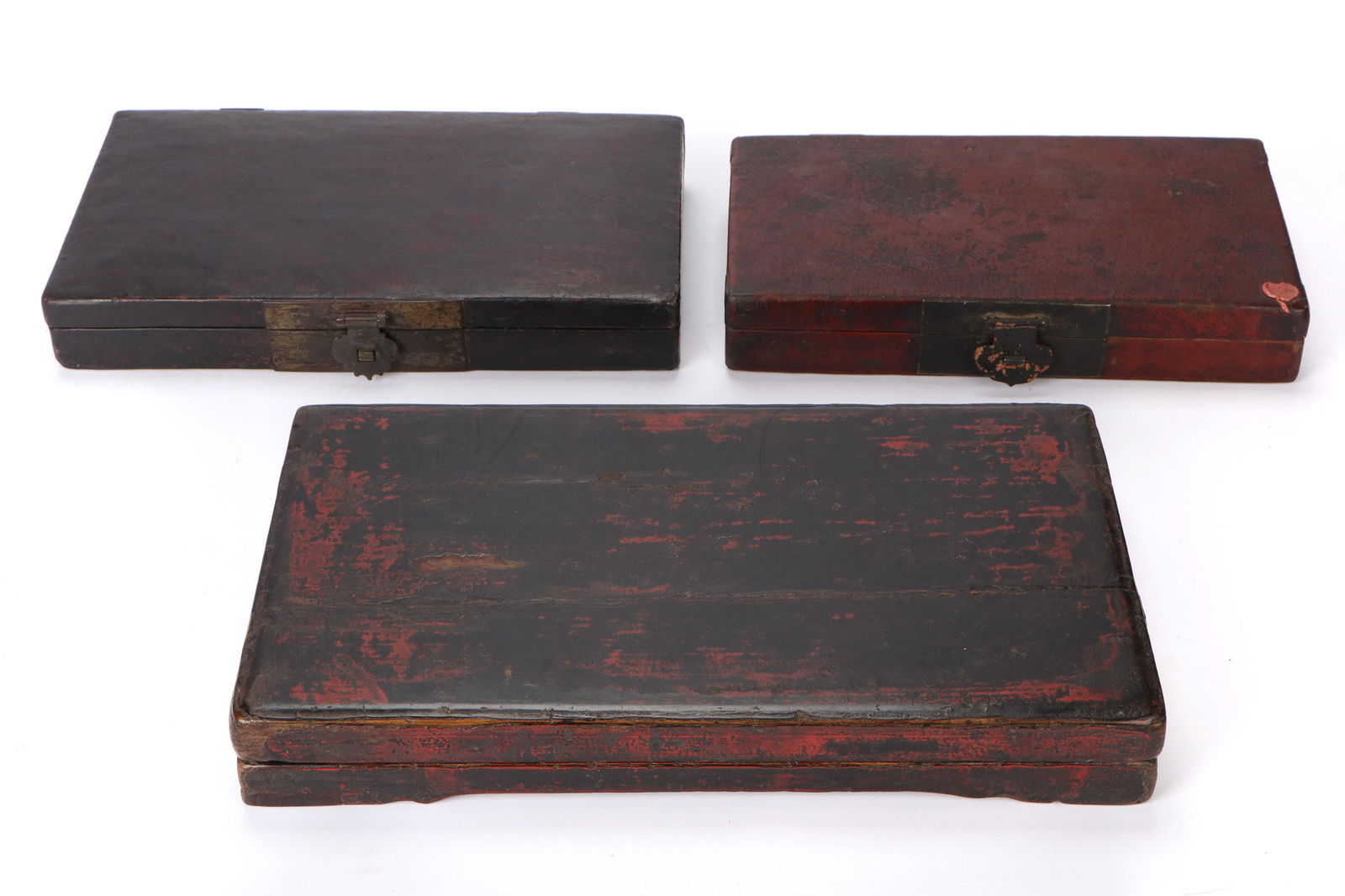 3 Antique Chinese Lacquered Leather and Wood Boxes (1 of 10)