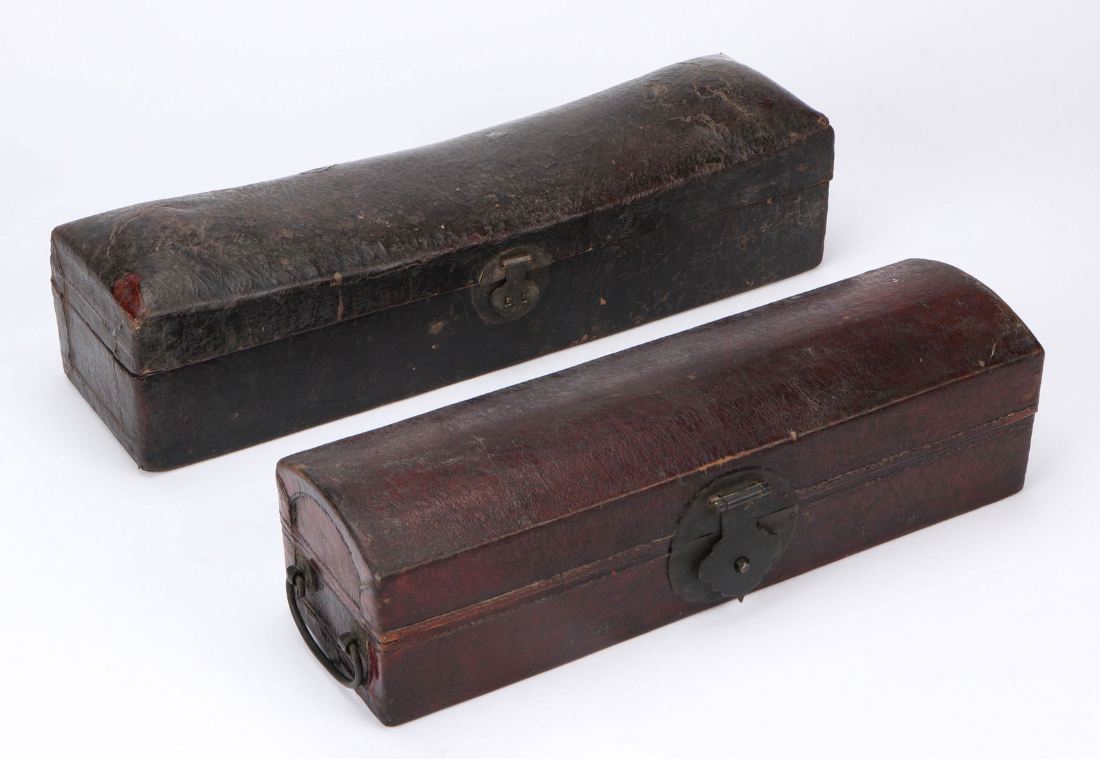 Two Antique Chinese Lacquered Leather Pillow Boxes (1 of 4)