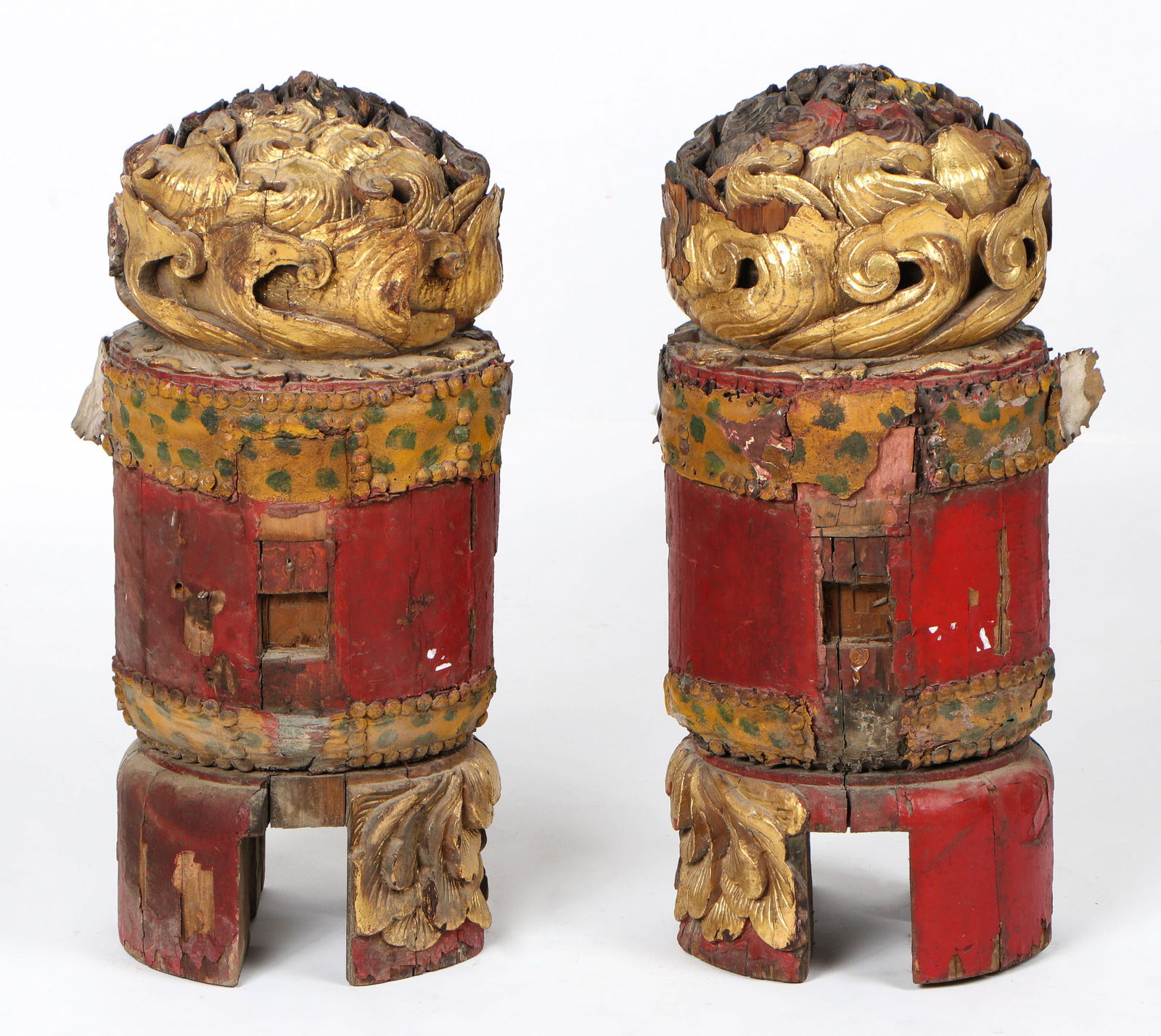 2 Antique Chinese Lotus Carved Architectural Finials (1 of 4)