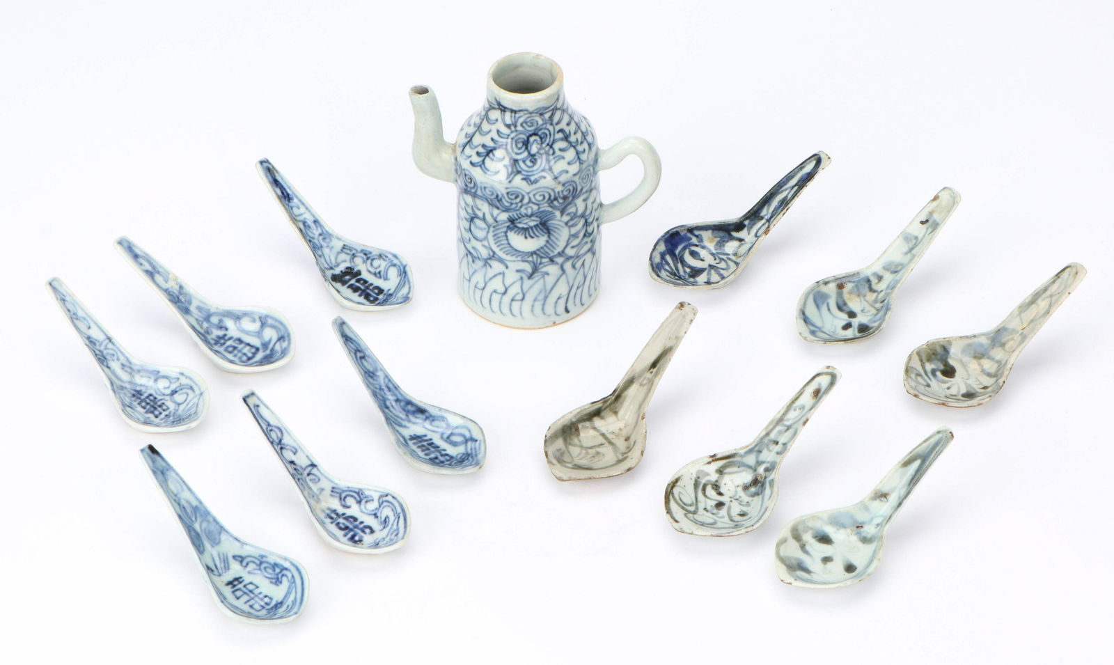 Antique Chinese Blue & White Porcelain Teapot and (1 of 3)