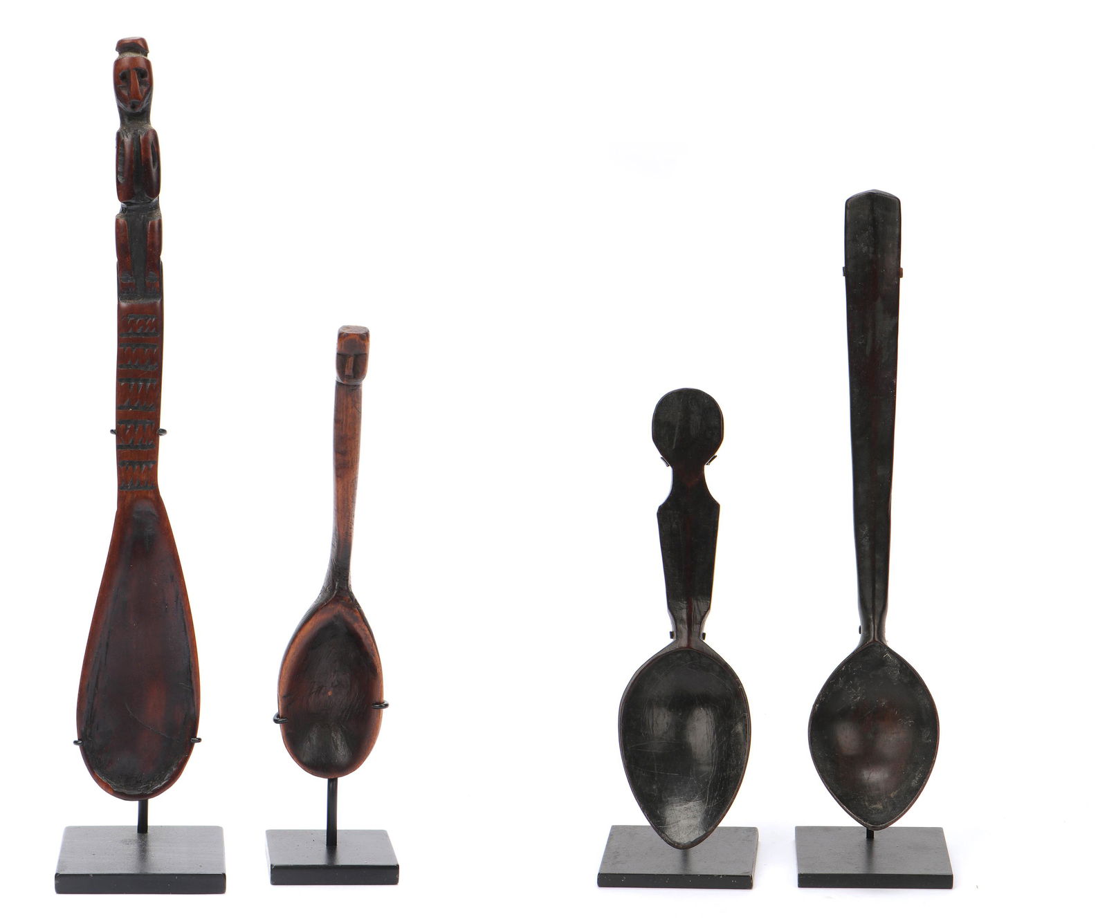 4 Filipino Carved Wood Figural Spoons, Philippines (1 of 7)