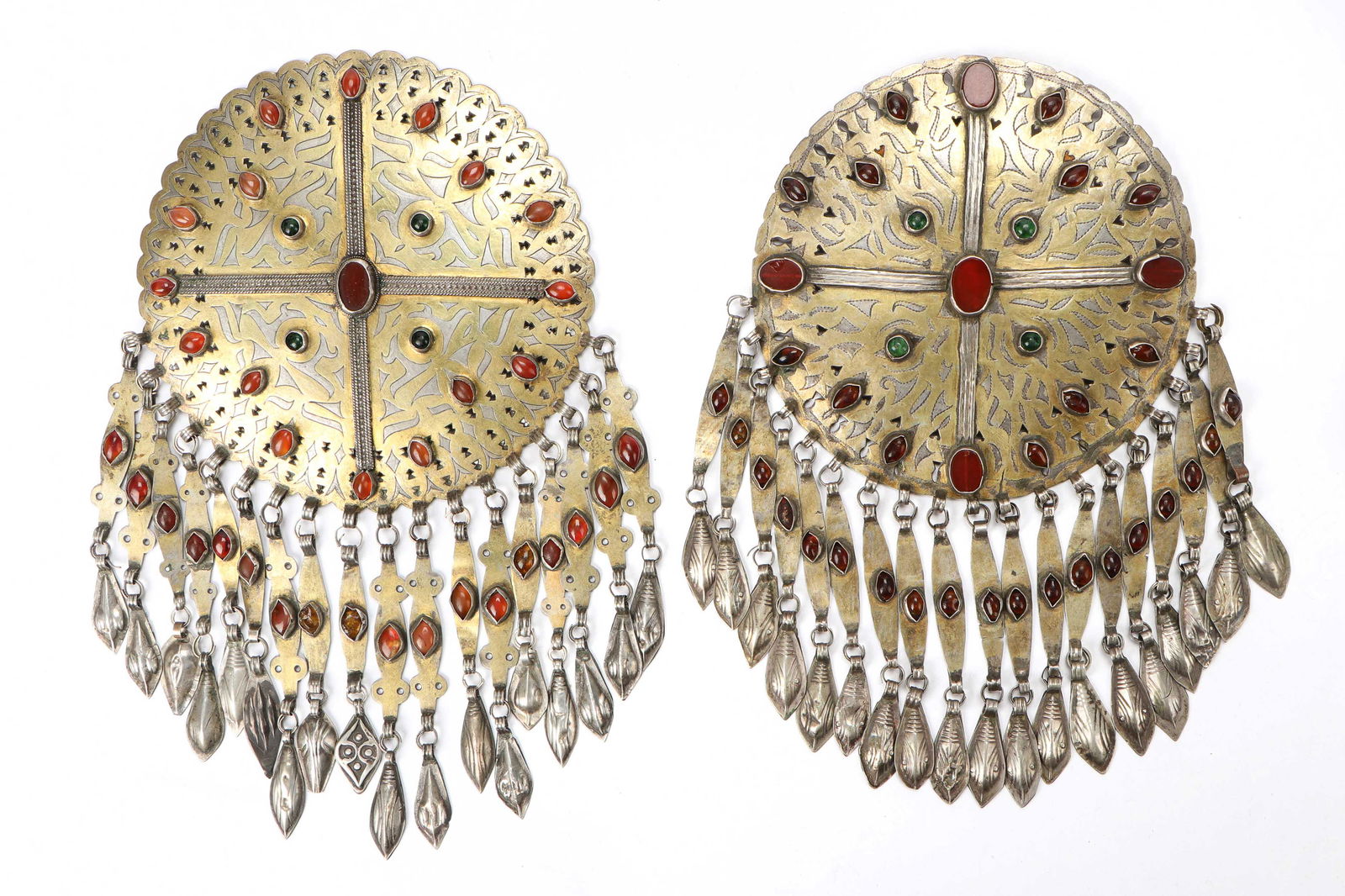 Pair of Antique Turkmen Silver Gilt Pendants (1 of 7)