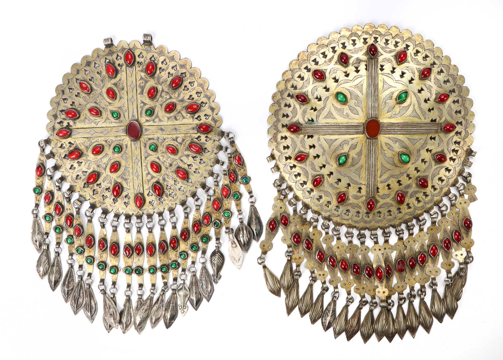 Two Large Turkmen Silver and Parcel-Gilt Pendants (1 of 7)