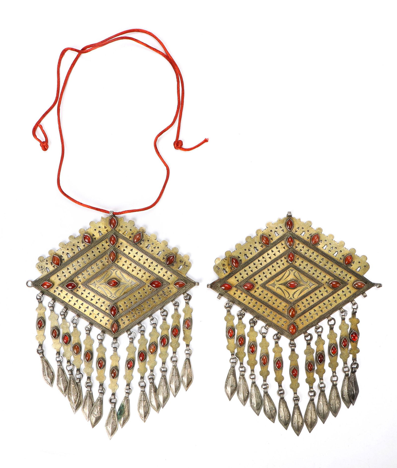 Pair of Turkmen Silver Gilt Coat Clips or Pendants (1 of 7)