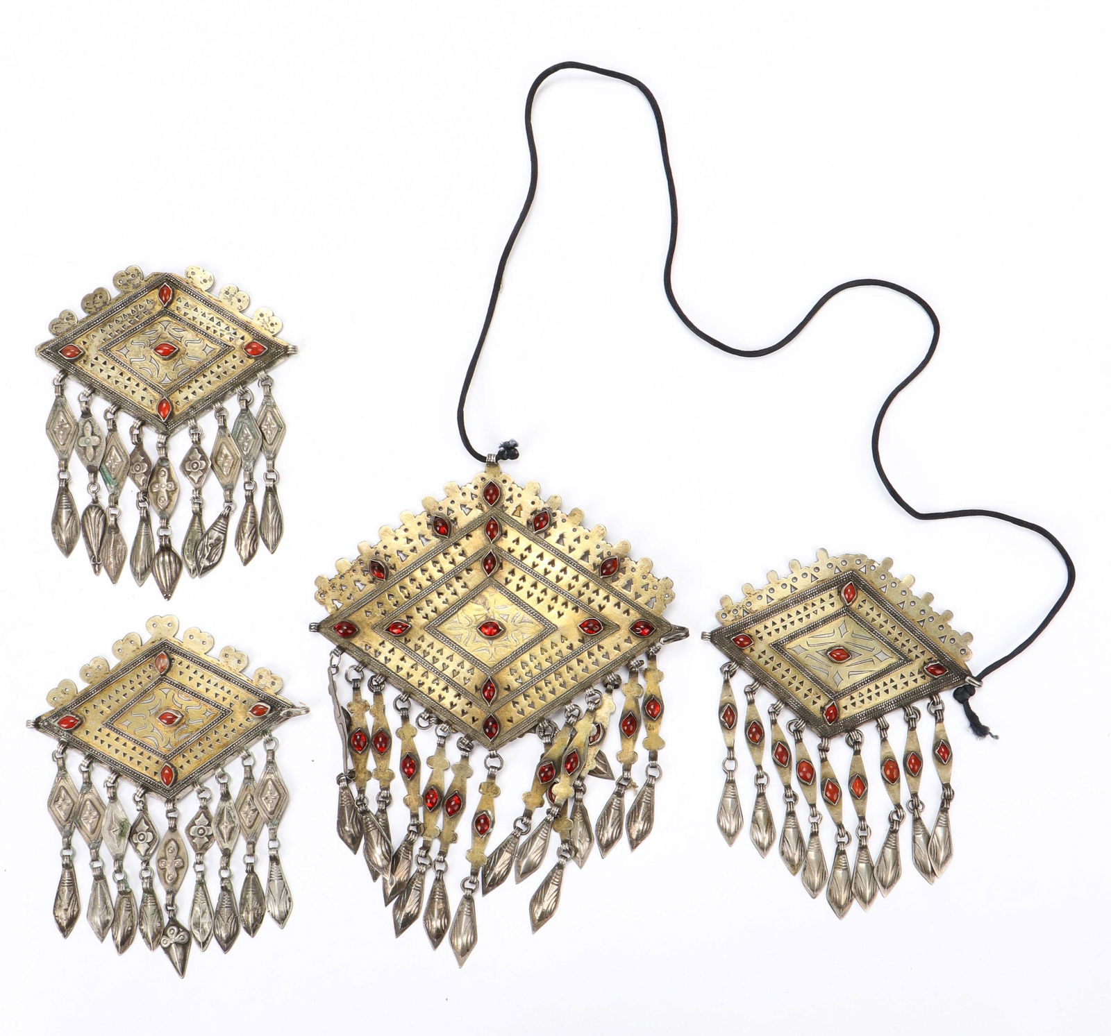 Four Turkmen Silver and Gilt Pendants (1 of 6)