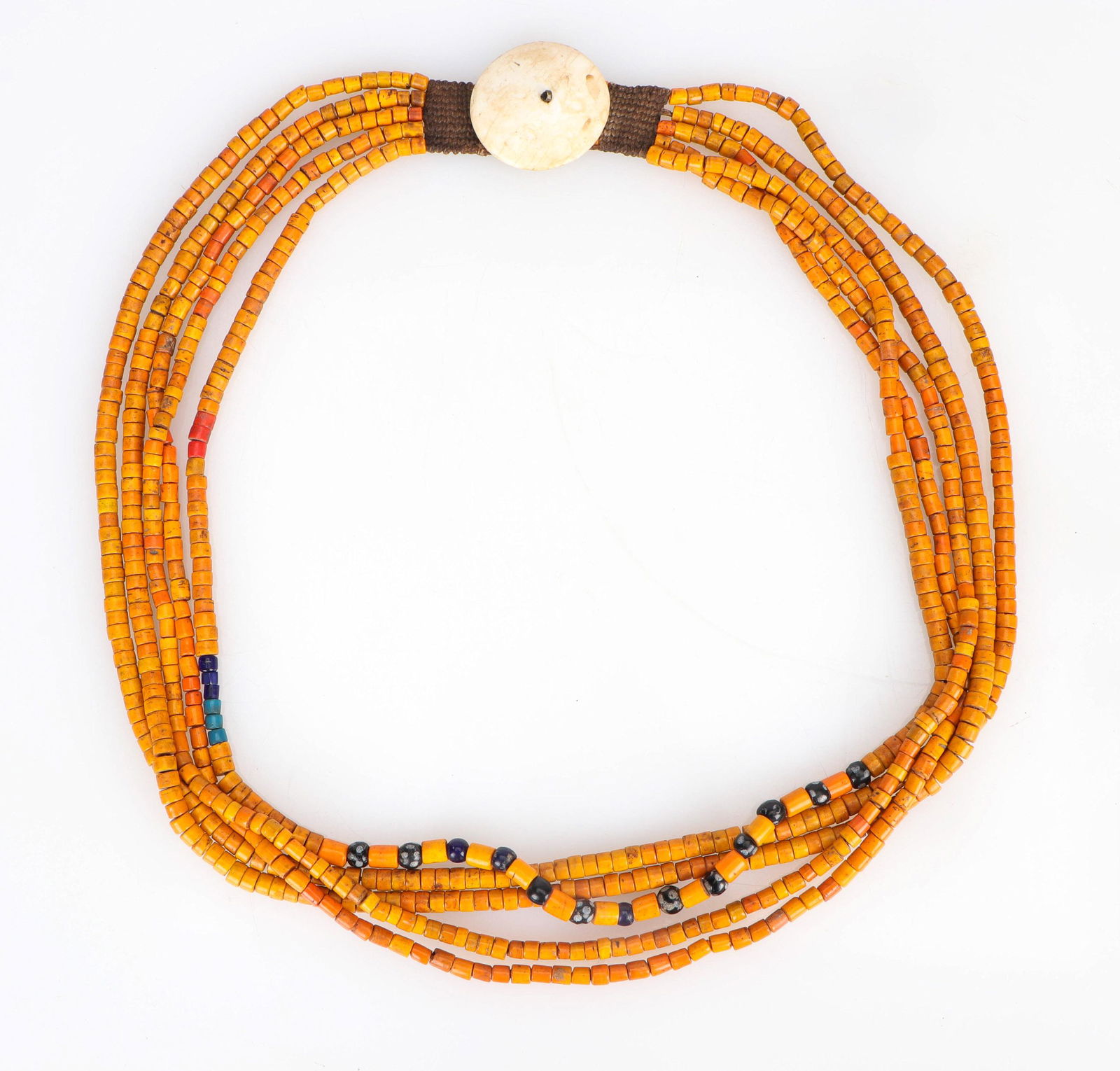 Konyak Naga 5-Strand Orange Tile and Bead Necklace (1 of 3)