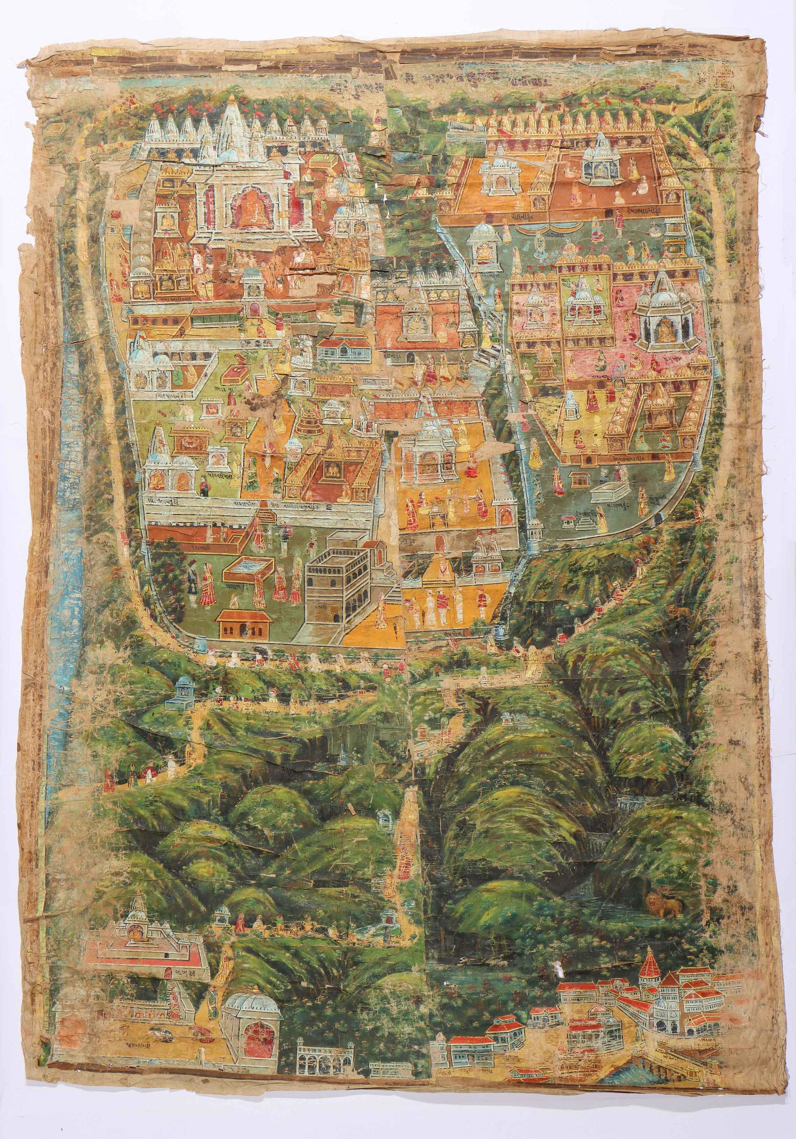 Antique Jain Pilgrimage Painting (Tirtha Pata), 96'' x (1 of 6)