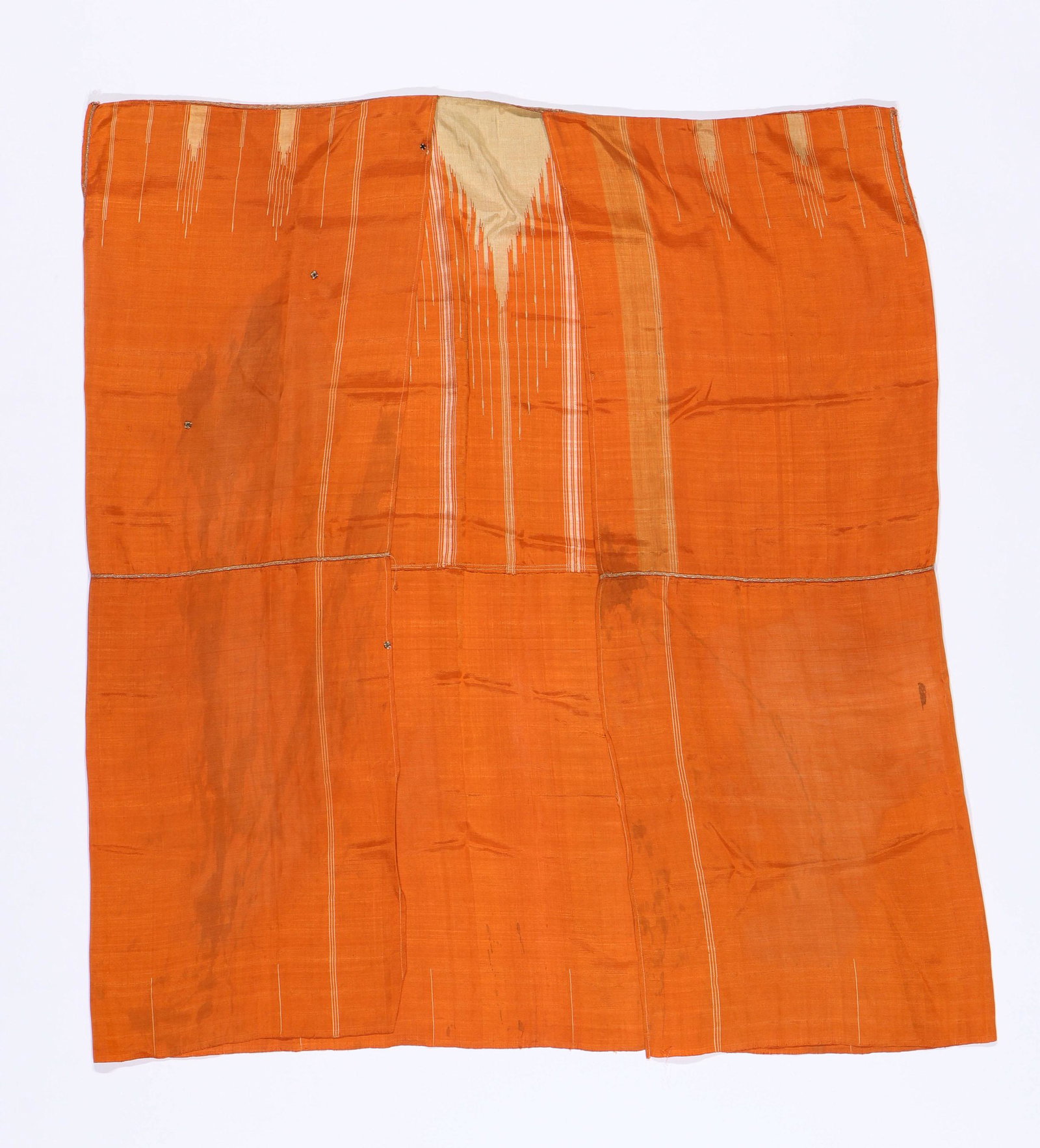 Antique Syrian Silk Aba: Syrian Silk Aba, Orange, early 20th century. Size: 49'' x 43.5'' (124 x 110 cm).