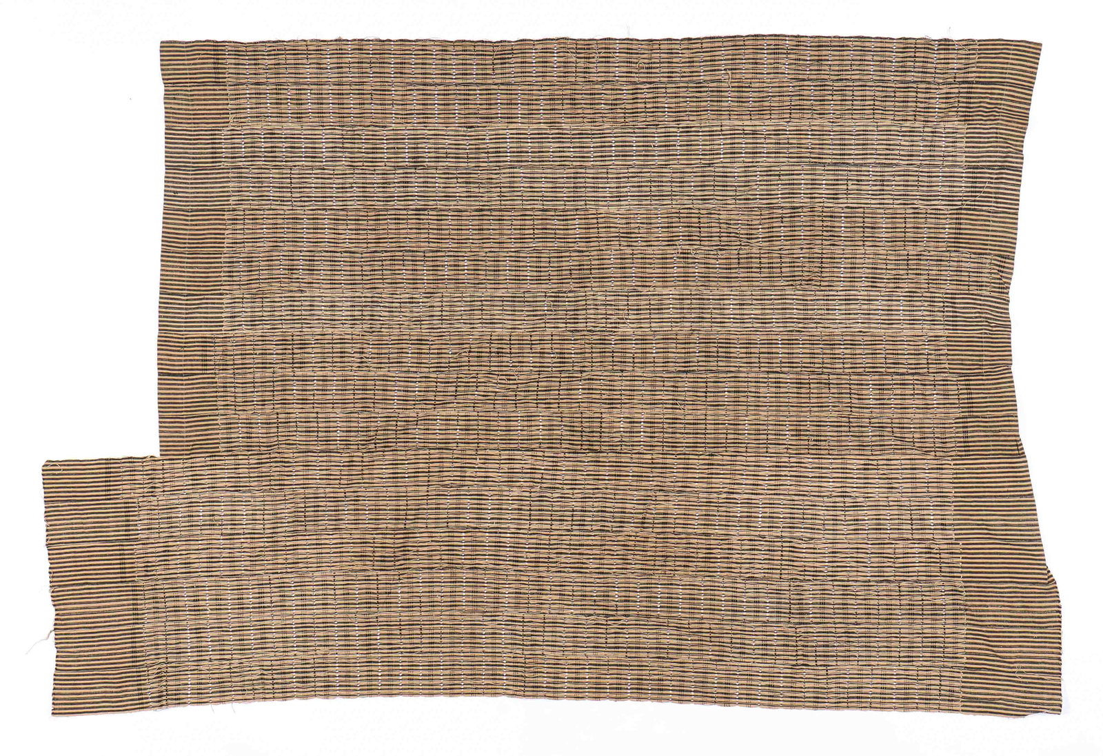 Black and Beige Striped Aso Oke Textile, Nigeria (1 of 10)