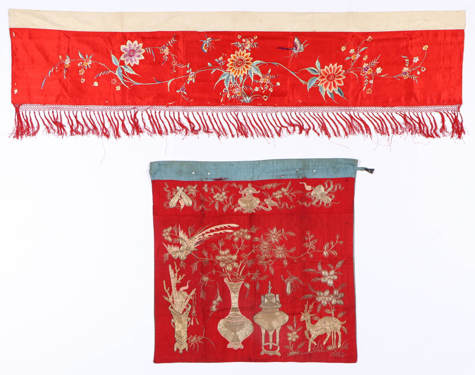 Two Chinese Silk Embroidered Textiles, Qing Dynasty (1 of 7)