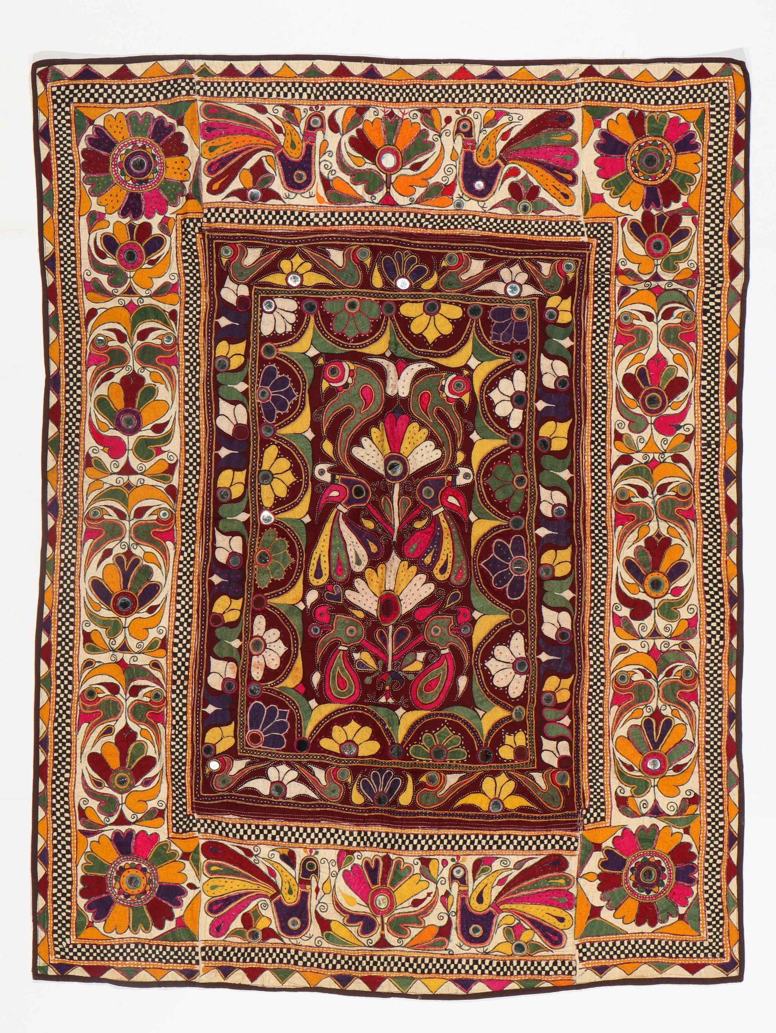 Fine Indian Embroidered Textile, Mid 20th C. (1 of 4)