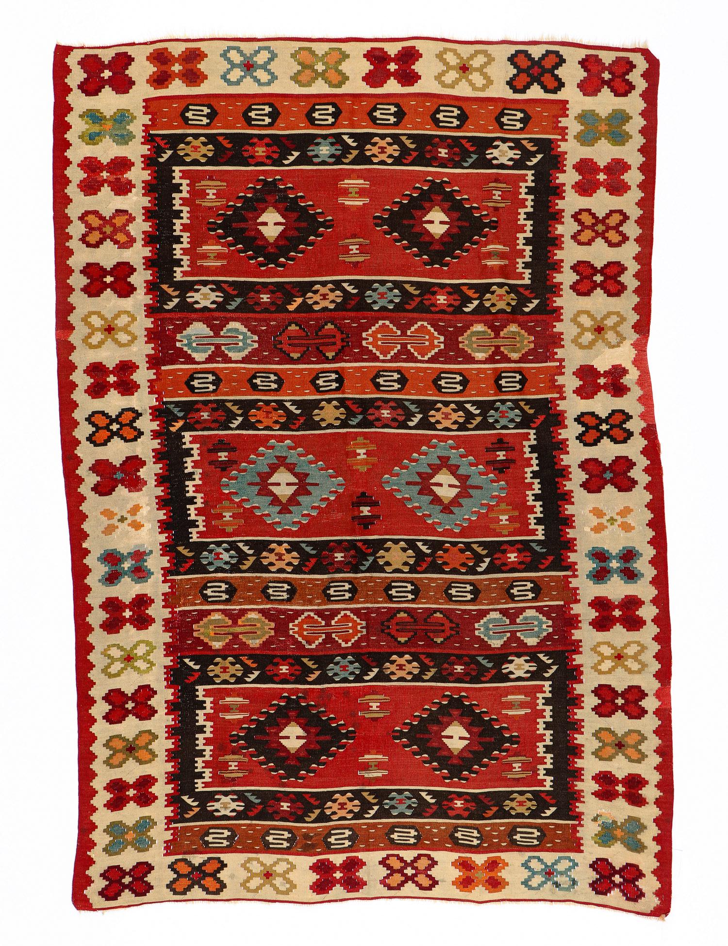 Pirot Kilim, Serbia, Circa 1920, 4'3'' x 6'2'' (1 of 7)