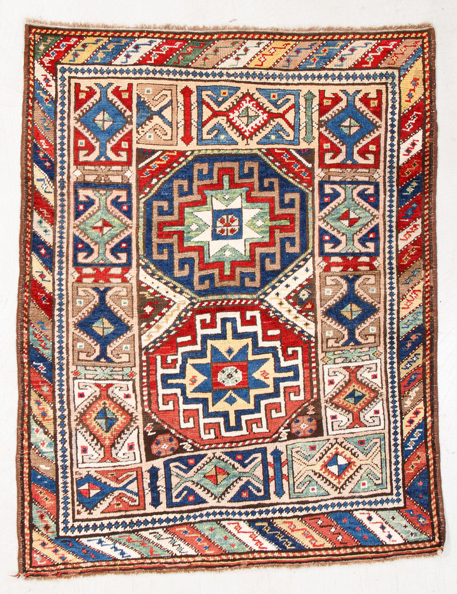 Kazak Rug, Caucasus, Late 19th C., 4'1'' x 5'2'' (1 of 5)