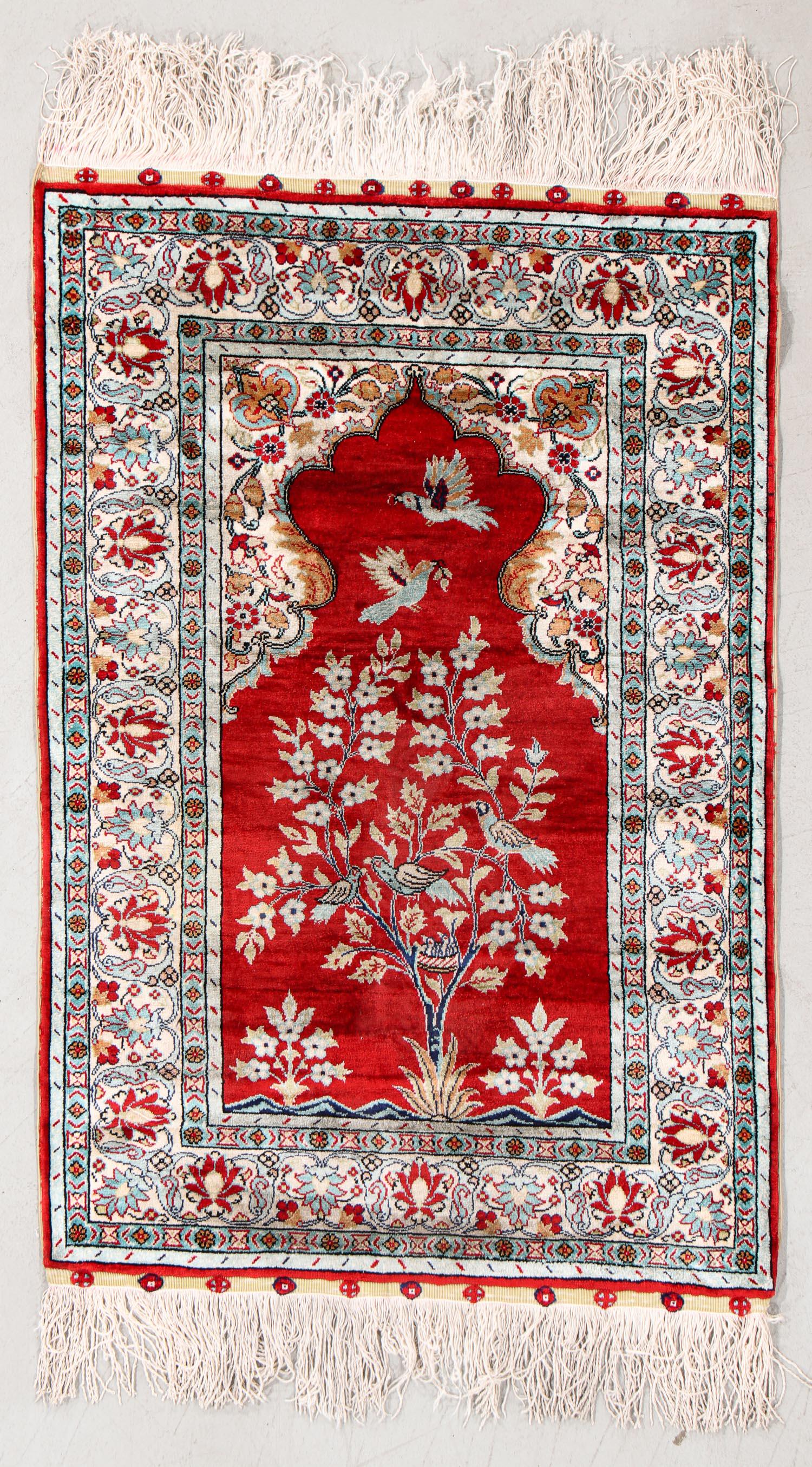 Hereke Silk Prayer Rug, Turkey, Late 20th C., 2'2'' x (1 of 5)