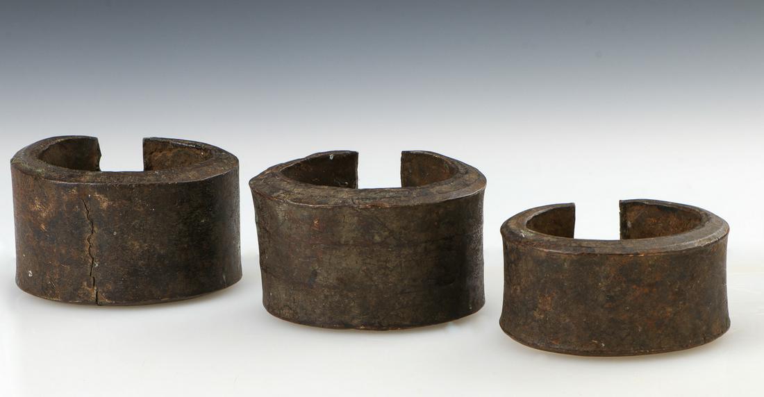 3 African Metal Currency Anklets, Congo (1 of 2)
