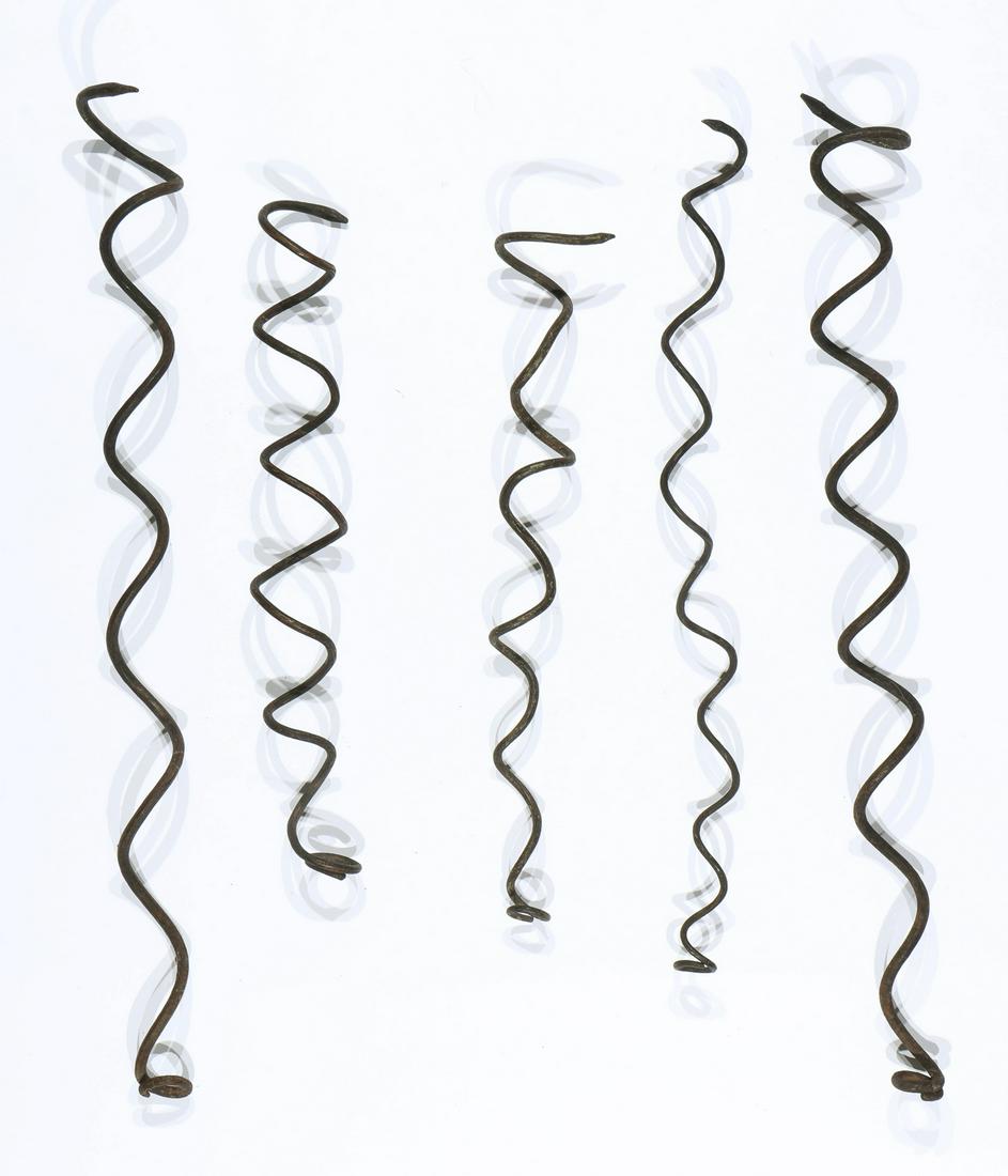 5 Antique African Ngongolyembe Metal Currency Snakes (1 of 2)