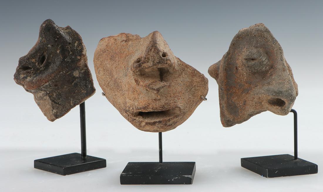 Antique Porapora Terracotta Pottery Shard and 2 Masks, (1 of 4)